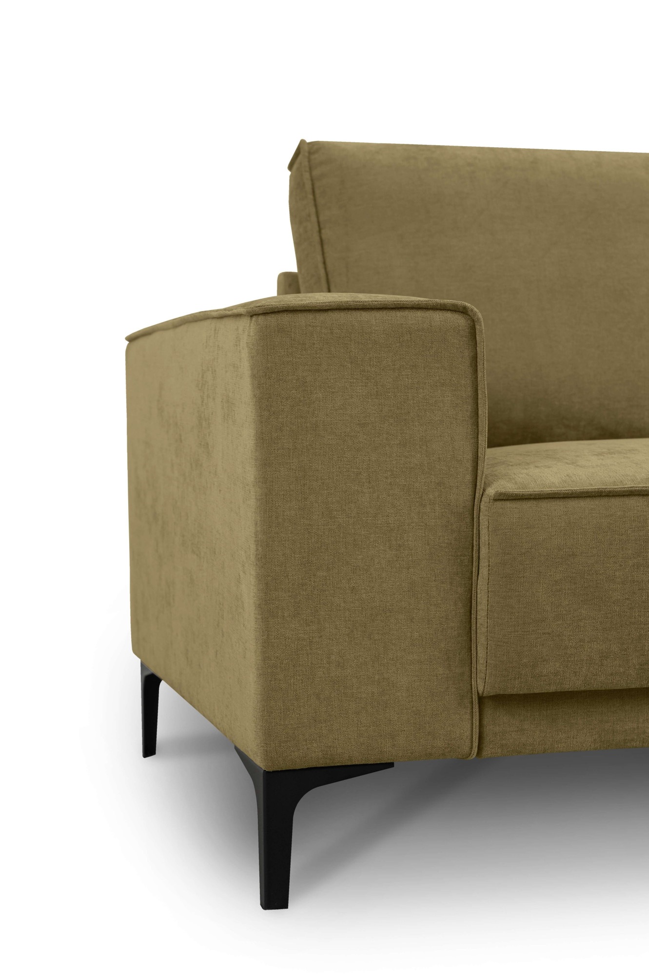Places of Style Ecksofa »Polsterecke Oland, Struktur, Flachgewebe, Luxus-Microfaser, Boucle«, L-Form, 289 cm, Wellenunterfederung, Skandi-Design, Metallfüsse