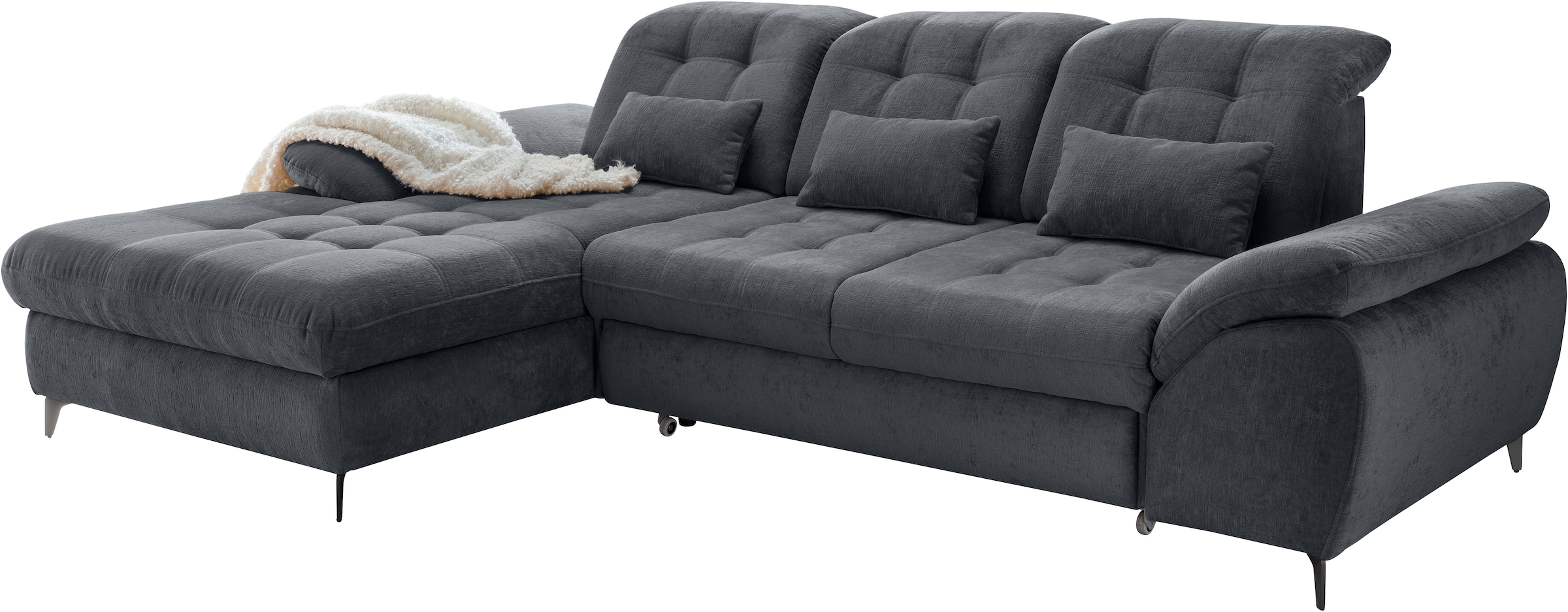 GOODproduct Paysage de salon »Delphino Multifunktionen, Bettfunktion, Breite 273cm, L-Form« comprend coffre-lit, fonction sommeil, réglage de la tête et de la profondeur de l'assise