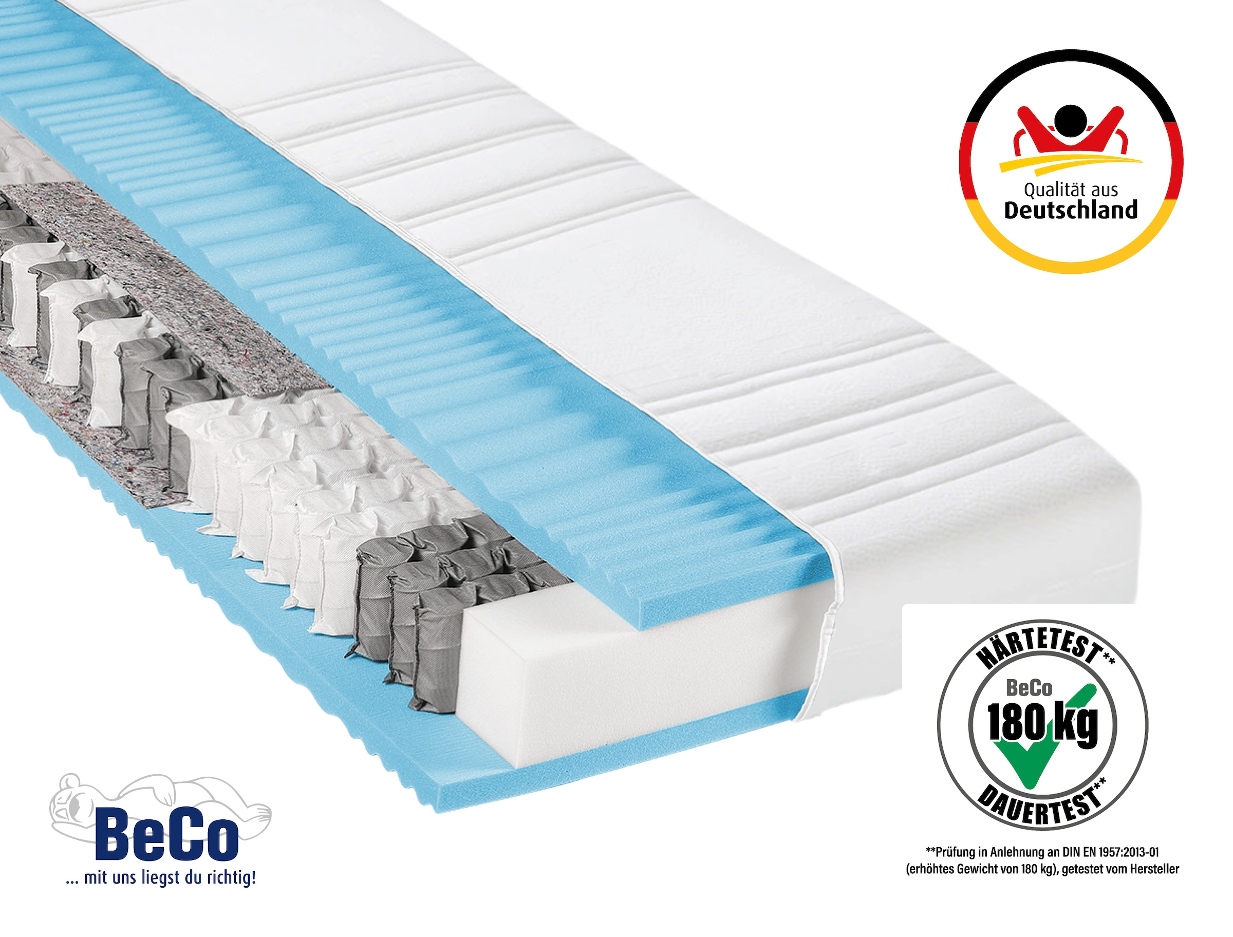 Image of Beco Taschenfederkernmatratze "BodyMax" 22 cm hoch 480 Federn 1 Stk. tlg. komfortable Matratze in 90x200, 140x200 cm und weiteren Grössen