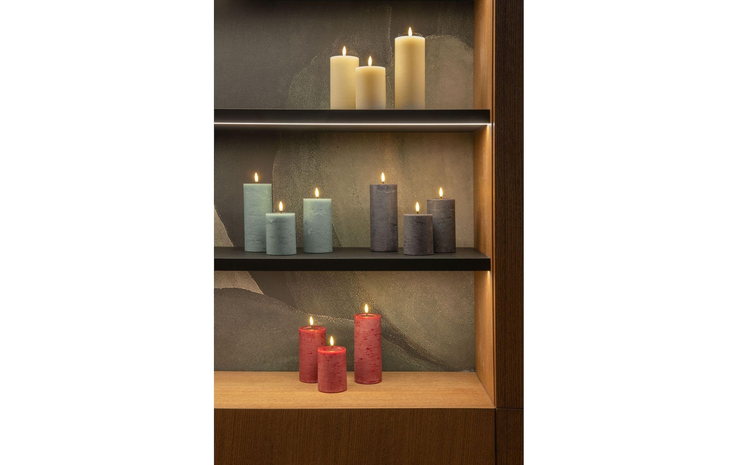 STT LED-Kerze »Flat Candle Set, bordeaux, Wachs«