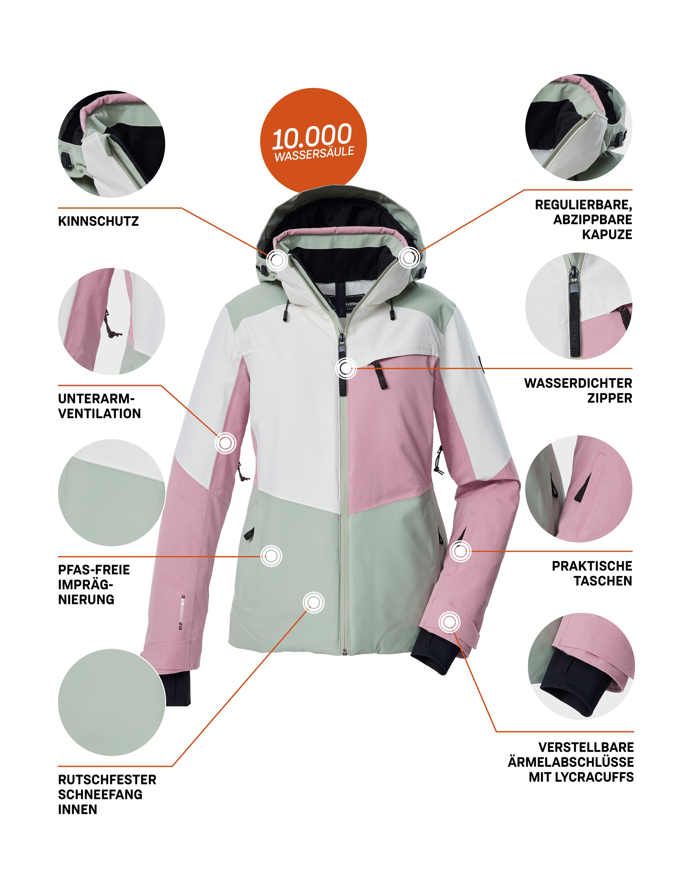 Killtec Veste de ski »KSW 39 WMN SKI JCKT« Wasserdichte Damen Skijacke mit Atmungsaktivität und cleveren Features