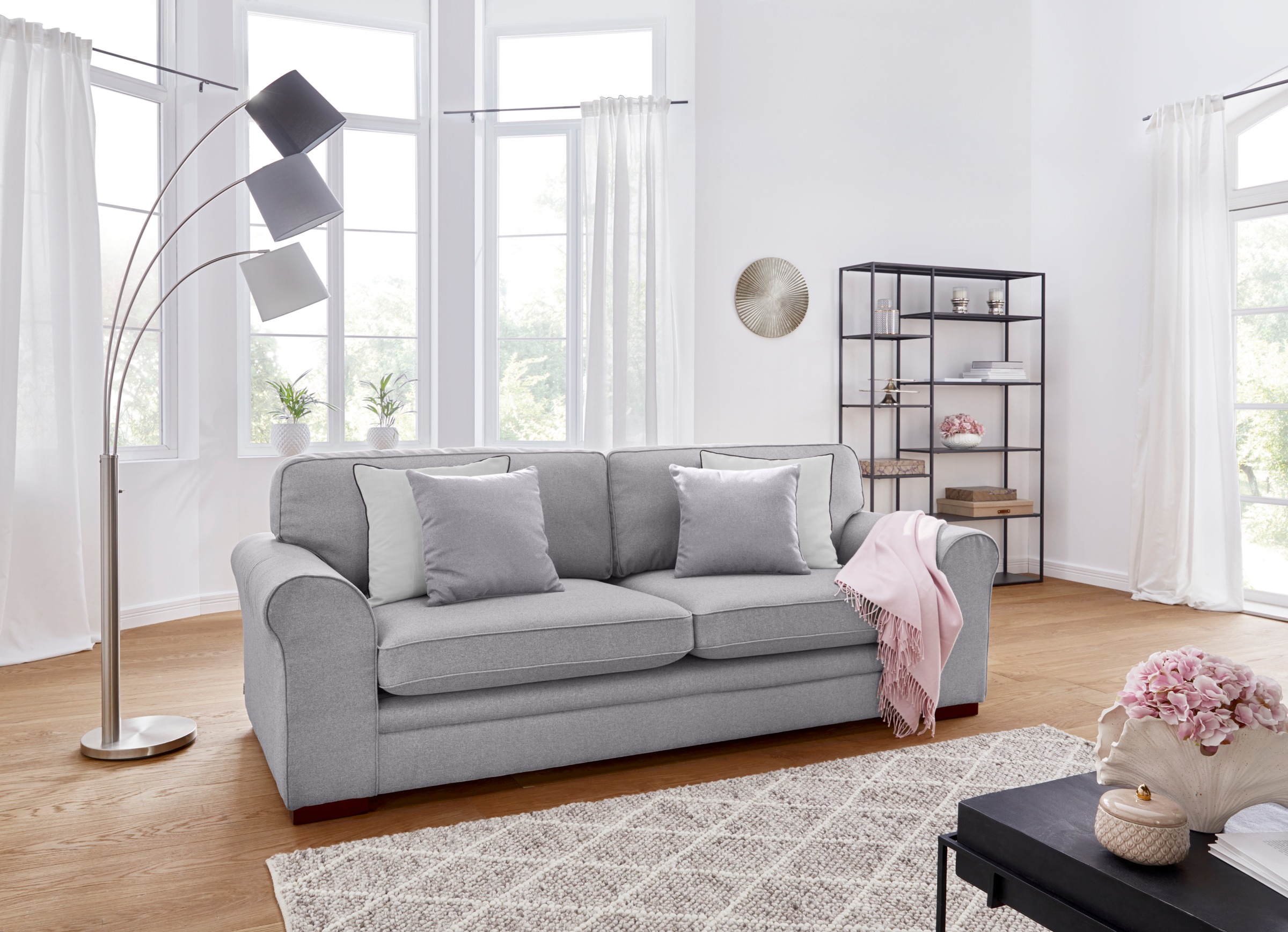 Home affaire 3-Sitzer »Broughton« weicher Sitzkomfort, incl. 2 Zierkissen, Keder