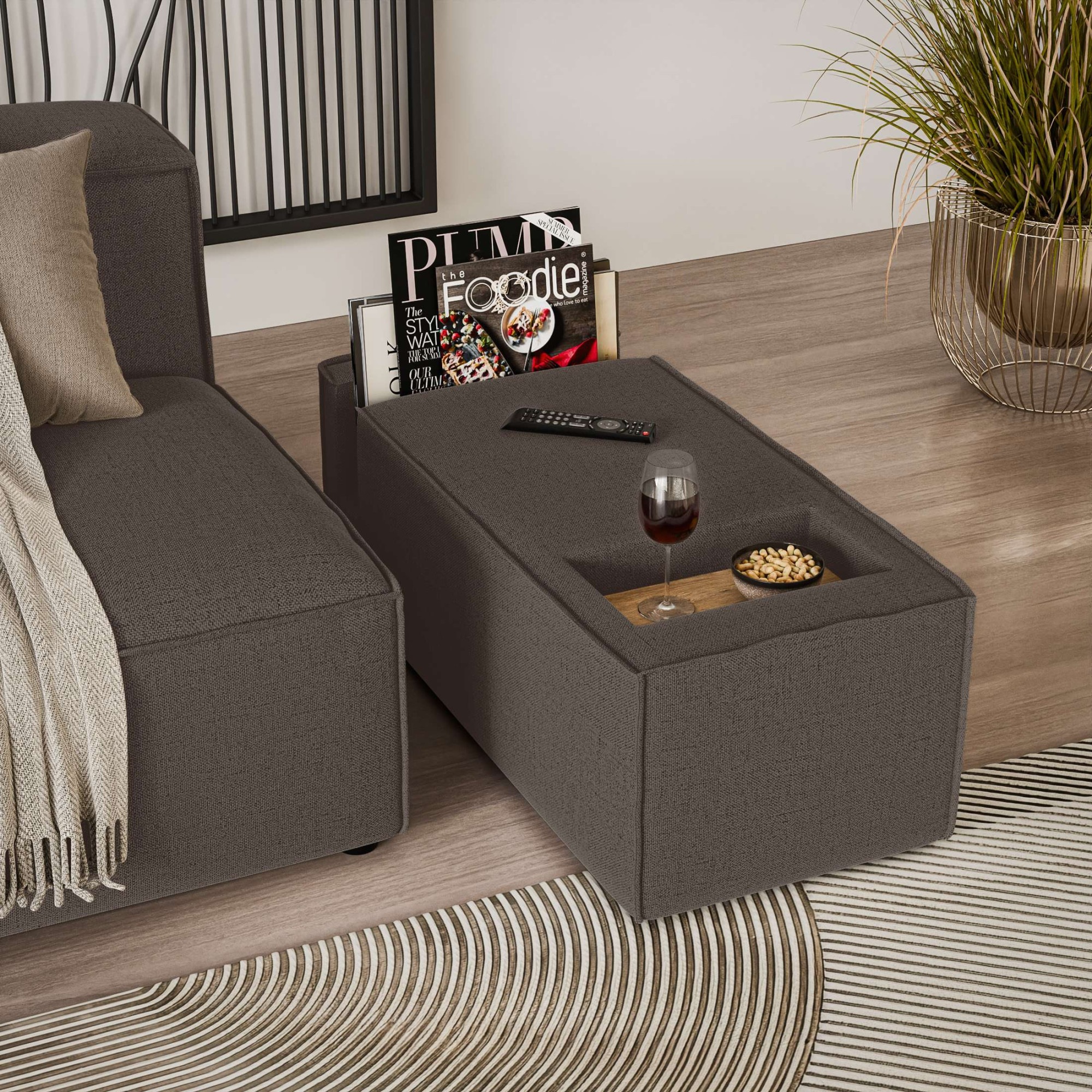 INOSIGN Sofaelement »HAILY Tisch XL für das Modulsofa, extra tief, Masse B/T/H: 45/130/37 cm«, als Modul oder separat verwendbar, mit Steckfach und Ablagefläche