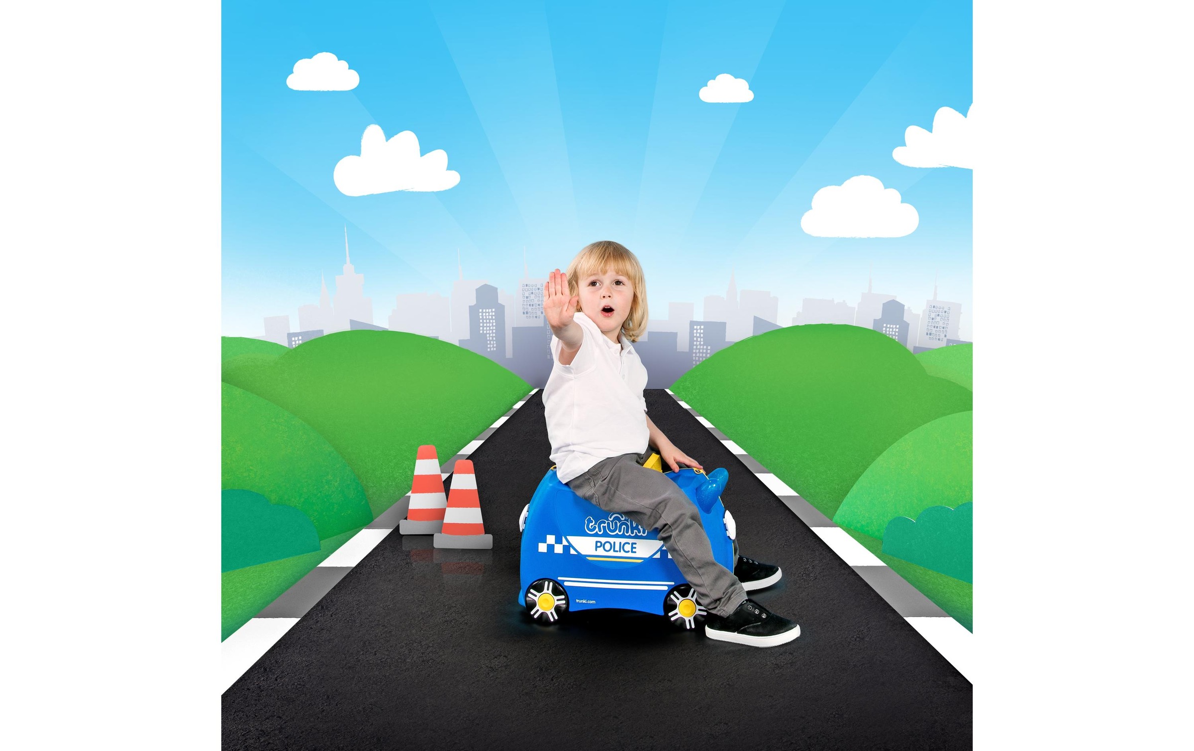 TRUNKI Trolley »Polizei Blau«, 4 Rollen