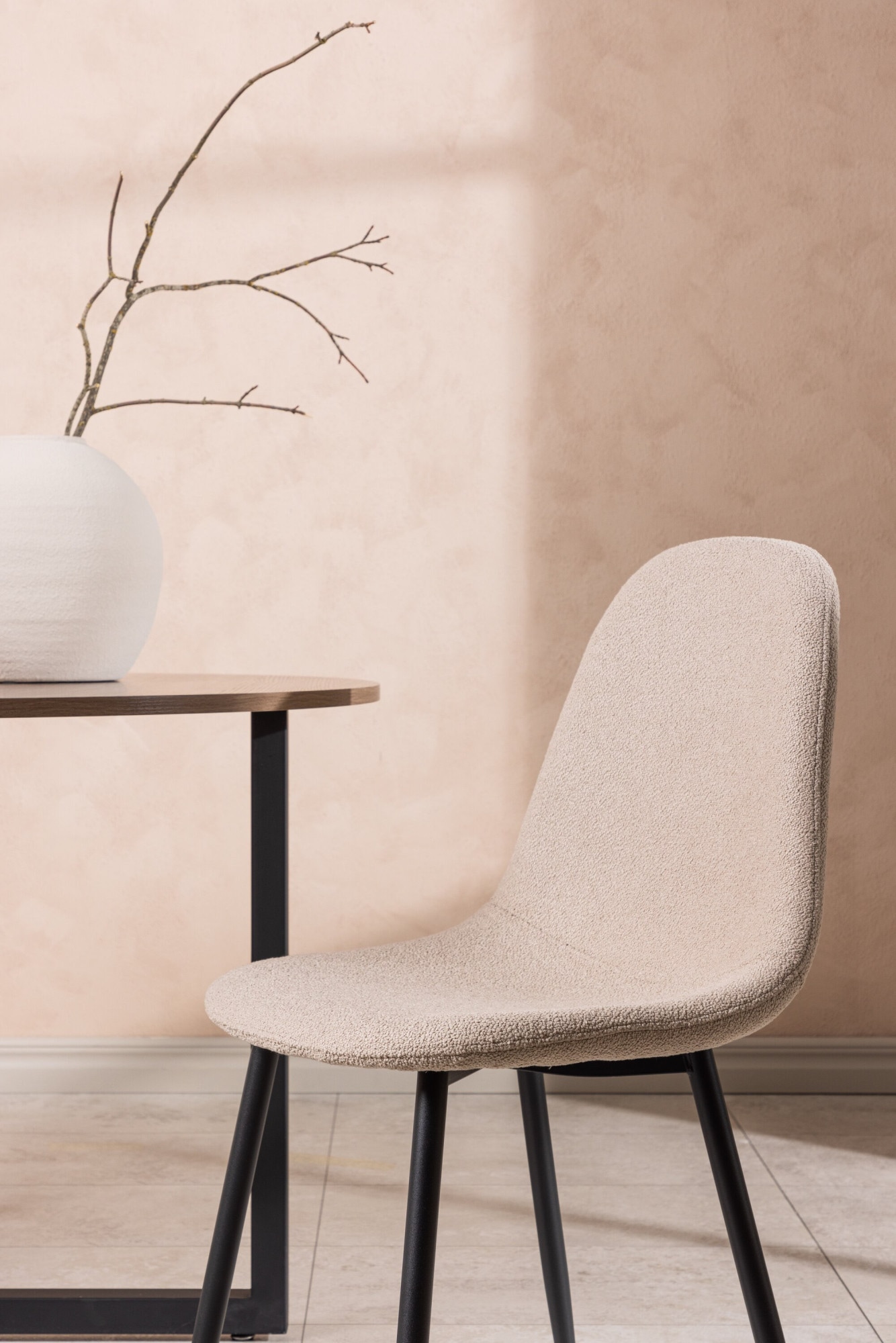 Venture Home Chaise de salle à manger »Polar, 2er-Set Esszimmerstühle in beigem Bouclé, skandinavisch, 150 kg« () 2 cuischaise rembourrée, revêtement bouclé, pieds en acier, arrondi, doux