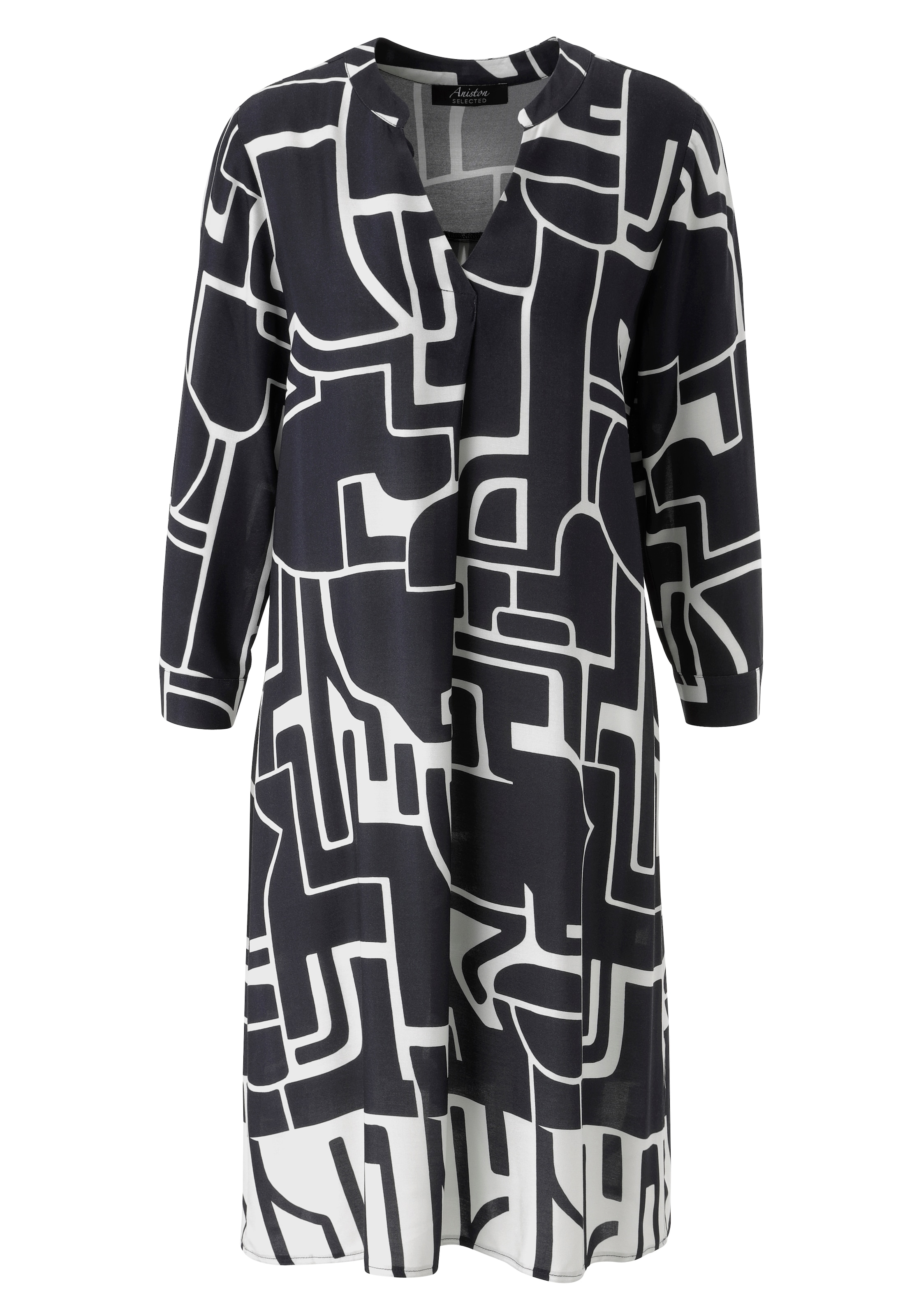 Aniston SELECTED Robe chemisier mit abstraktem, labyrinthartigem Linienmuster - NEUE KOLLEKTION