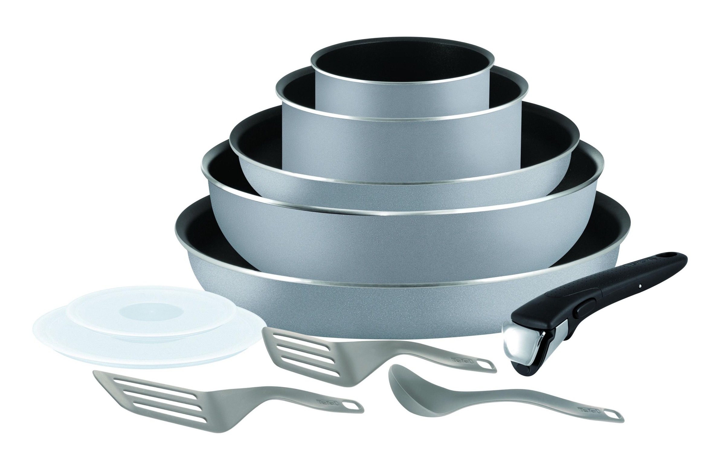 Image of Tefal Bratpfanne »Ingenio Essential«, Aluminium, (5 tlg., 2 Pfannen 24/28 cm; 2 Kasserollen 16/20 inklusive Kunsstoffdeckel, 1 Wokpfanne 26cm, 1 abnehmbarer Ingenio 5 Griff aus Thermokunststoff) bei Ackermann Versand Schweiz