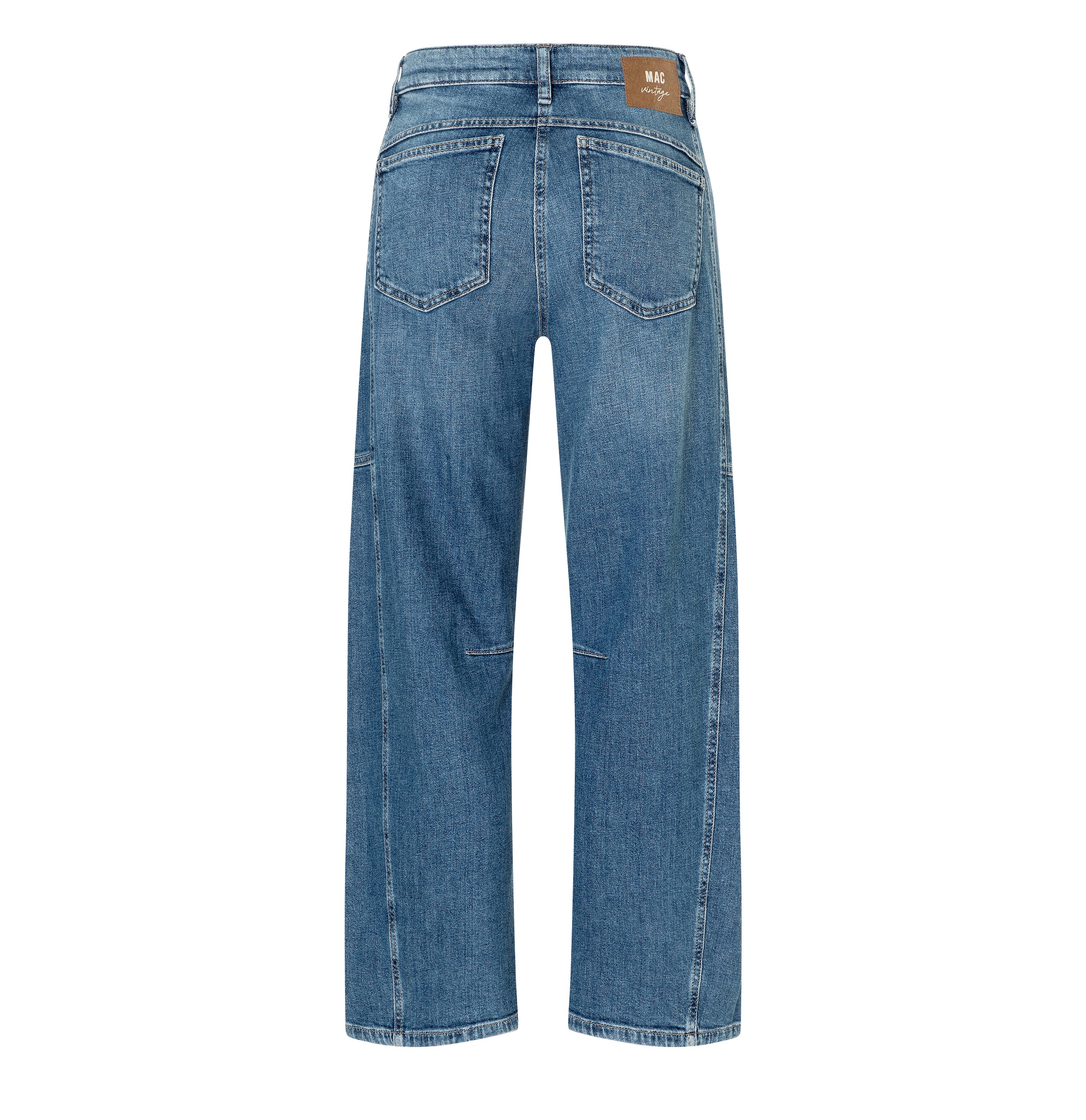 MAC 5-Pocket-Jeans »OHIO Barrel« Barrel Fit, Naht-Detail auf Kniehöhe