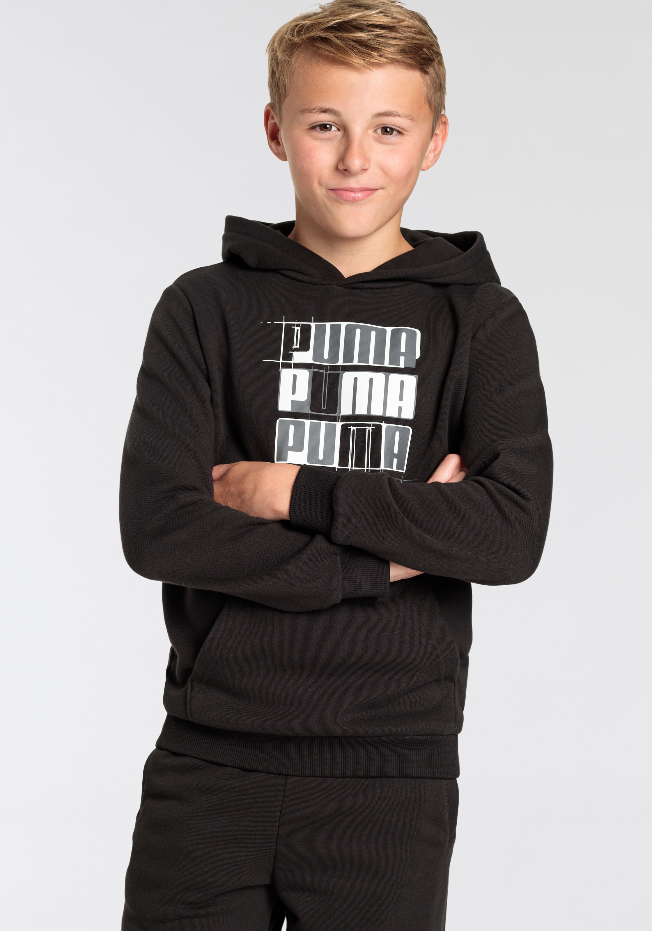 Image of PUMA Kapuzensweatshirt "ESS+ LOGO LAB HOODIE TR B", mit Kängurutasche, aus Baumwollmischung, Regular Fit