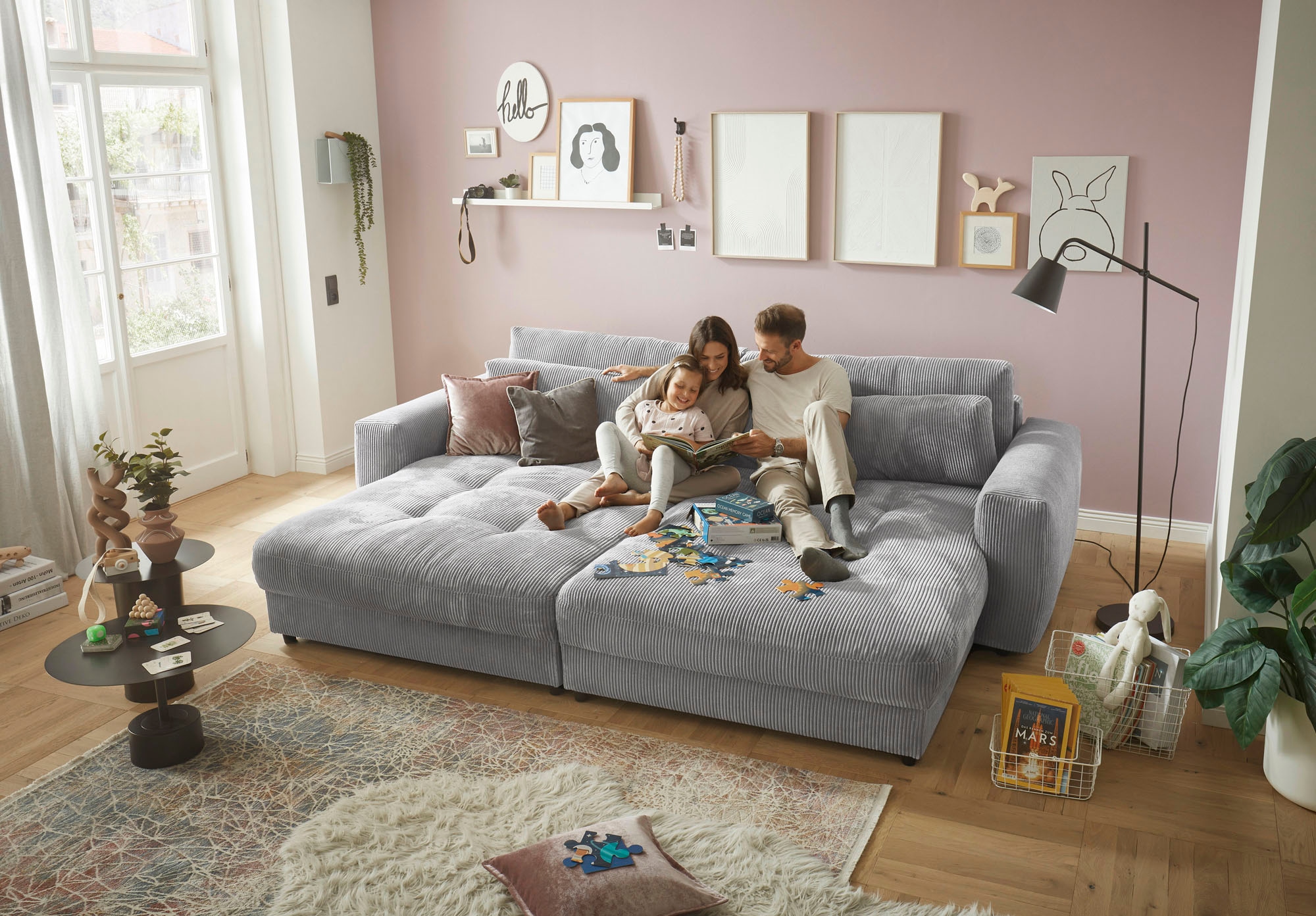 ED EXCITING DESIGN Loveseat »Barura«, (2 St.), Big-Sofa mit 2 Nierenkissen