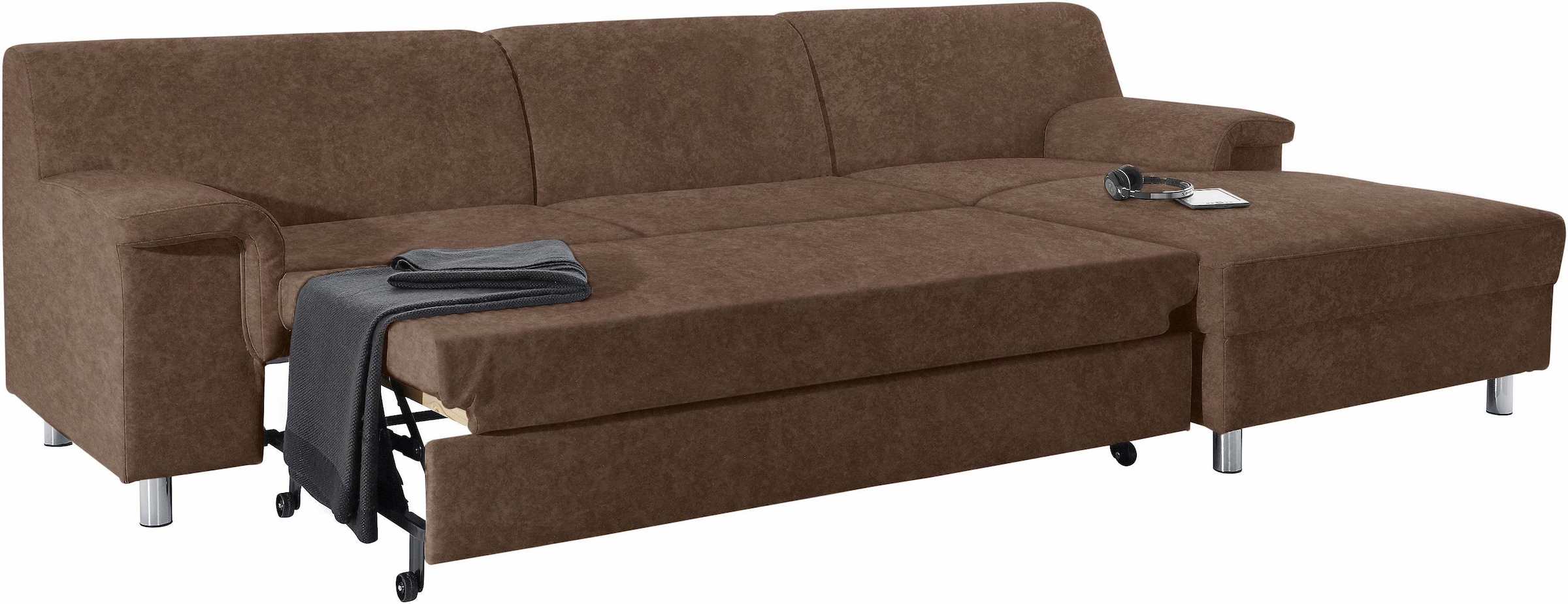 INOSIGN Ecksofa »Jamie, modern und elegant, Fusshöhe 9cm, L-Form,«, wahlweise mit Bettfunktion