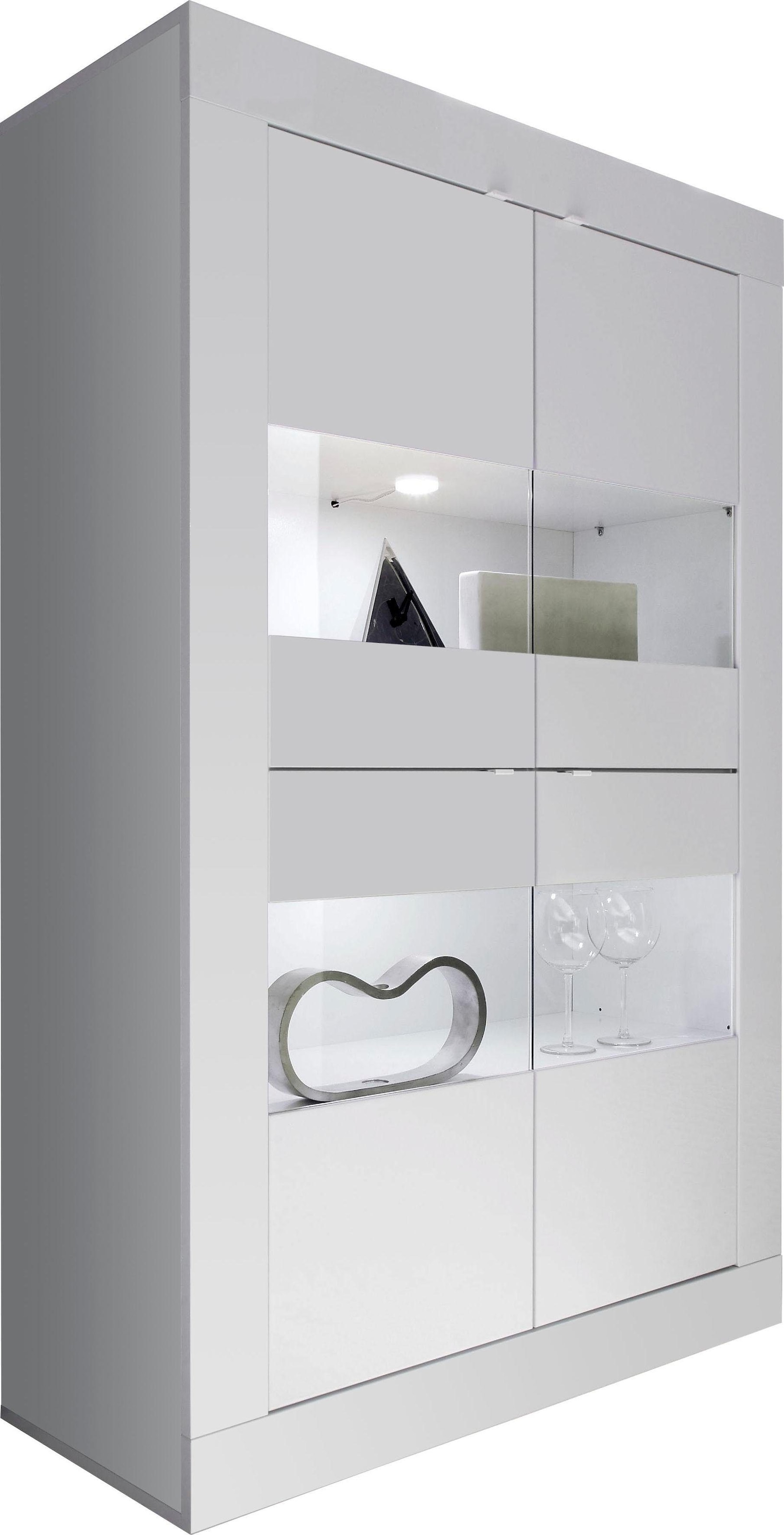 INOSIGN Vitrines »Basic Höhe 162 cm, Standvitrine mit 4 Türen - Metallgriffe,« Stauraumvitrine in moderner Rahmenoptik, Hochschrank, Anrichte