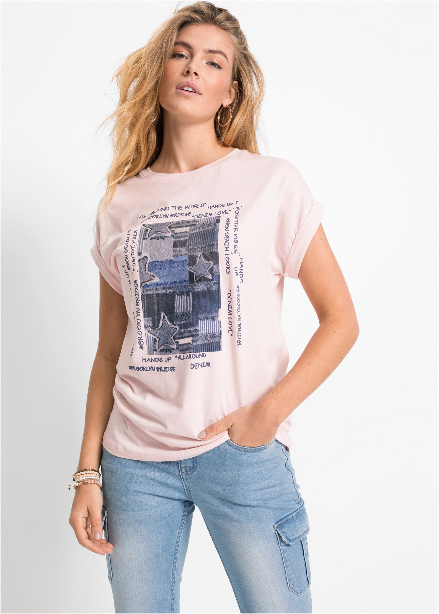 Image of bonprix T-Shirt Regular Fit, Kurzarm-Design, aus Viskose-Mix