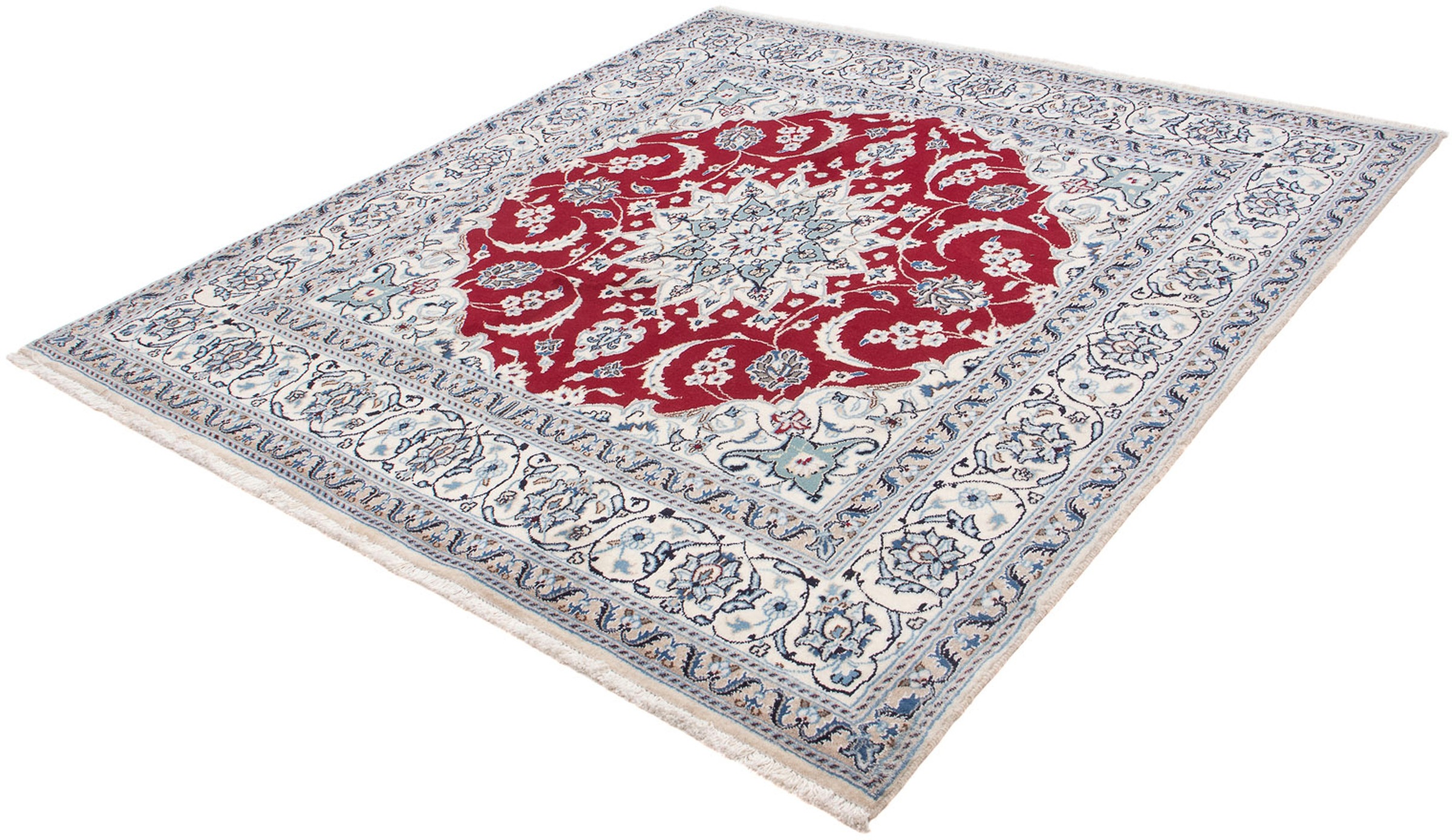 Image of morgenland Orientteppich »Perser - Nain quadratisch - 203 x 189 cm - dunkelrot«, quadratisch, 10 mm Höhe, Wohnzimmer, Handgeknüpft, Einzelstück mit Zertifikat bei Ackermann Versand Schweiz