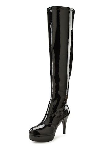 Overkneestiefel, mit Plateau und erotischer Lack-Optik, High-Heel-Stiefelette