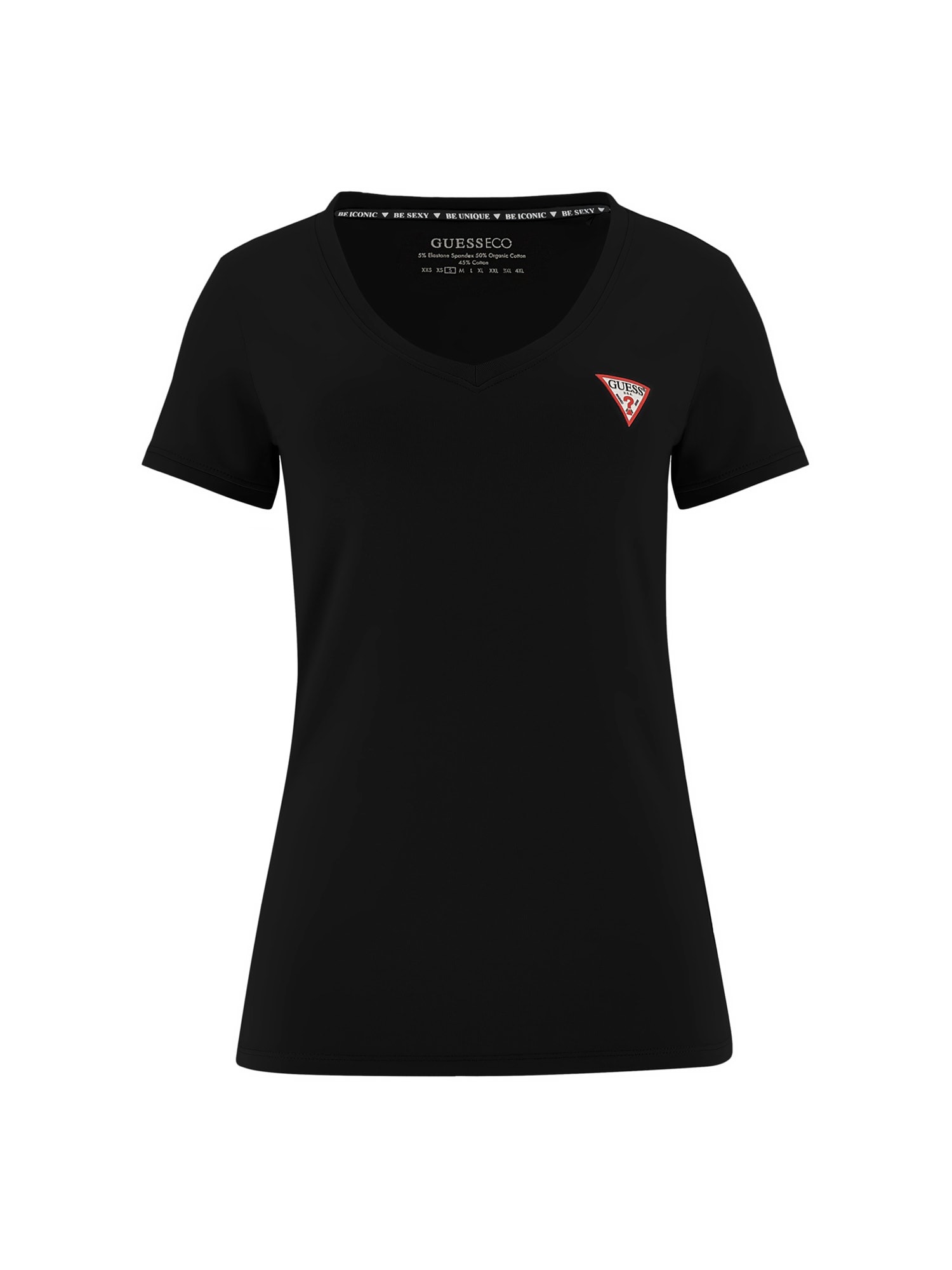 Guess T-Shirt »SS VN MINI TRIANGLE TEE« mit V-Ausschnitt, Slim Fit