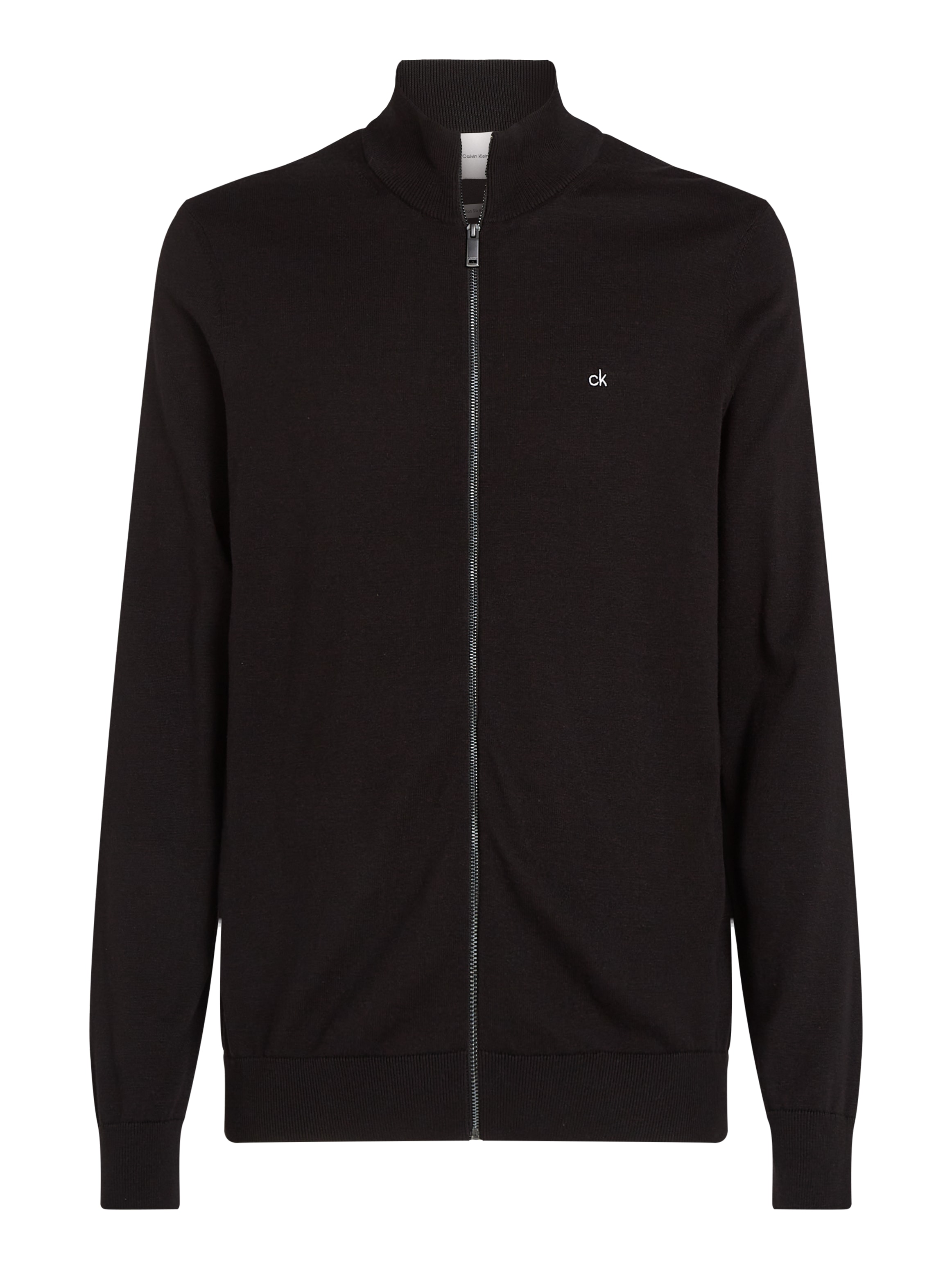 Calvin Klein Stehkragenpullover »COTTON SILK BLEND ZIP JACKET«, mit Logoprint