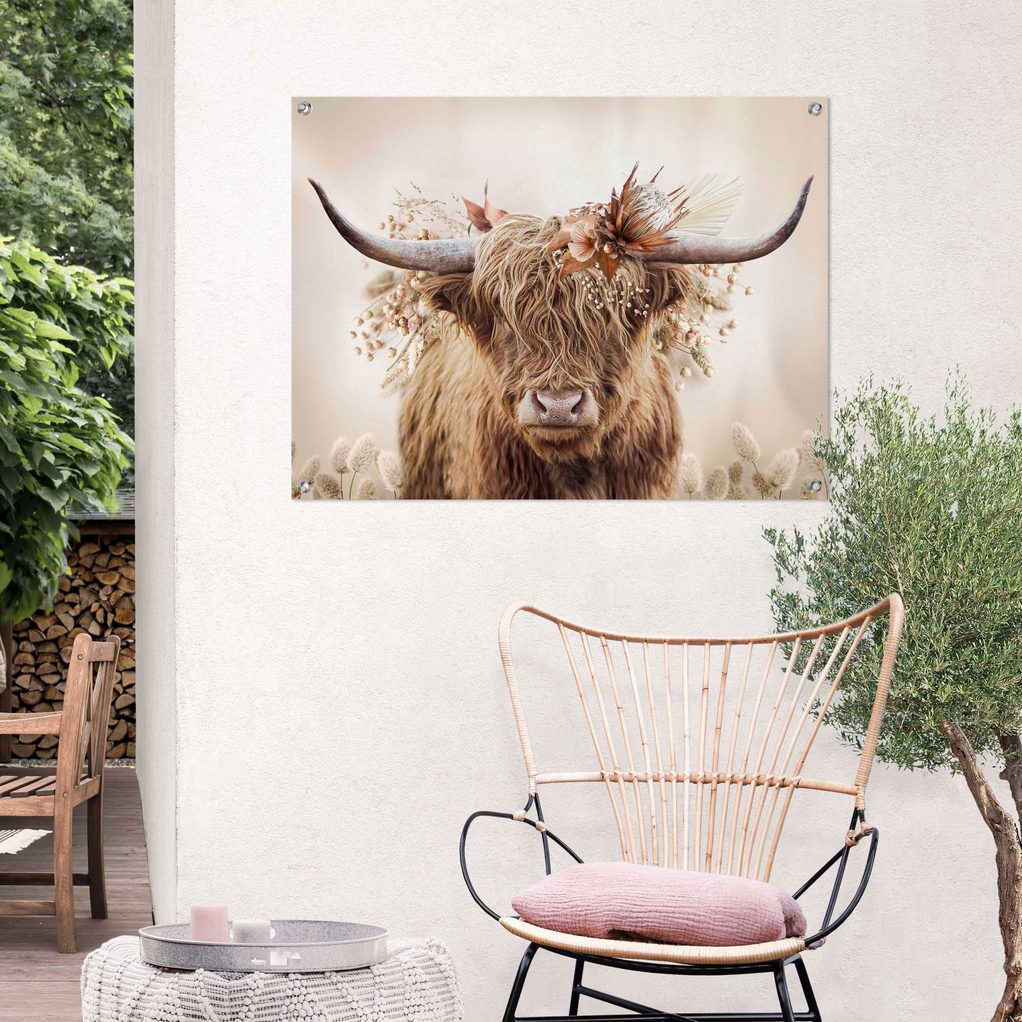 Reinders! Poster »Highlander in Blumen«, Outdoor für Garten oder Balkon