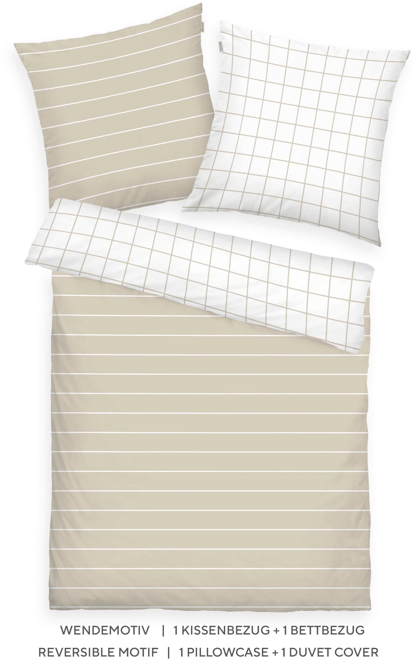 TOM TAILOR HOME Linge de lit »CHECK AND STRIPES in Gr. 135x200cm oder 155x220cm« 2 cuis nouvelle chambre, étiquette tissée