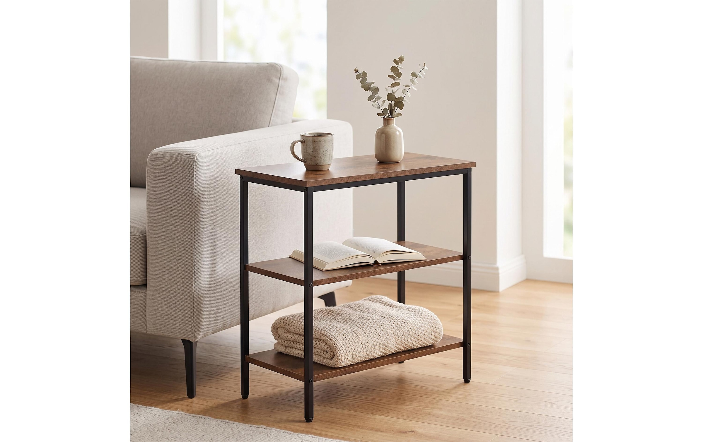 relaxdays Beistelltisch »Beistelltisch 60 x 61 cm, Schwarz/Braun«