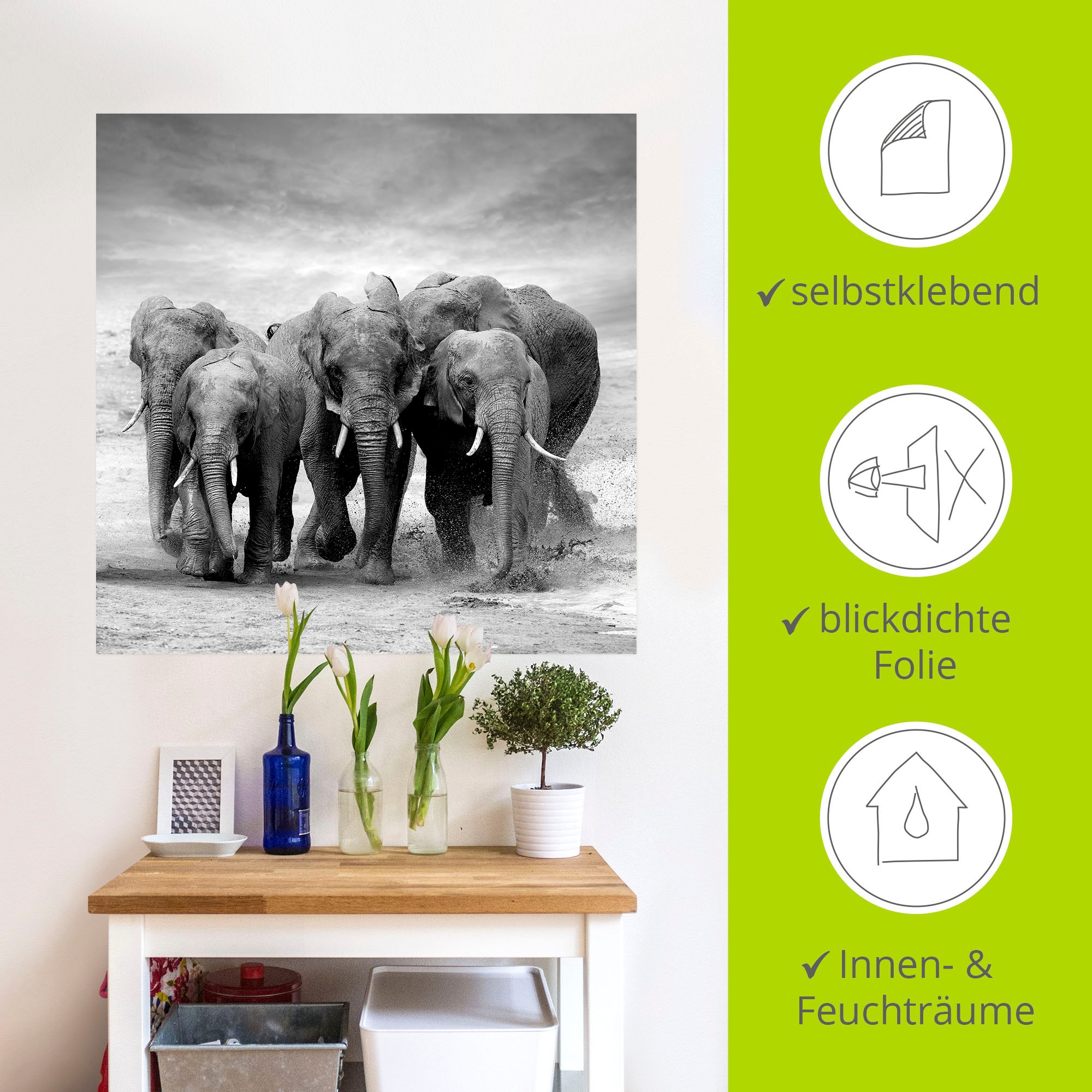Artland Wandbild »Elefanten«, Wildtiere, (1 St.), als Leinwandbild, Poster, Wandaufkleber in verschied. Grössen