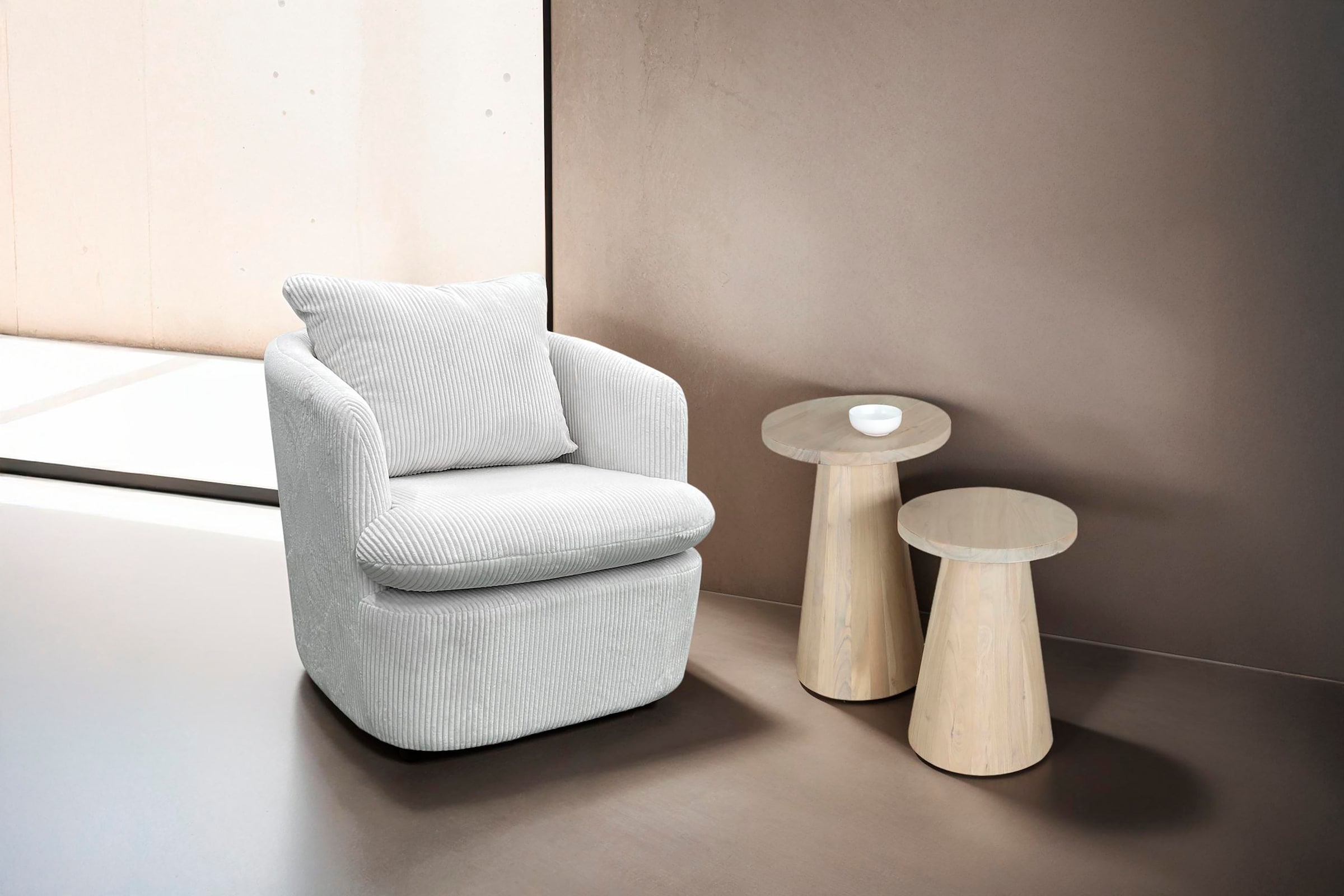 byLIVING Beistelltisch »Cone«, (Set), aus Massivholz in schwarz oder white wash, verschiedenen Grössen