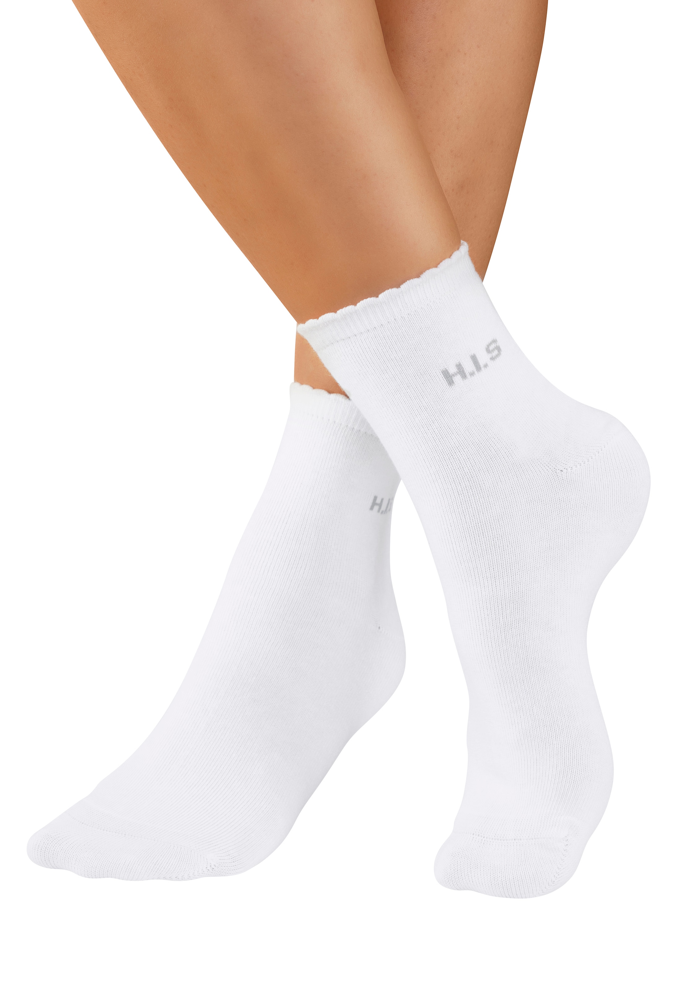 H.I.S Chaussettes courtes »Damen uni und meliert für die ganze Woche« Paquet, 7 Couple tlg. avec un bord-côte ondulé
