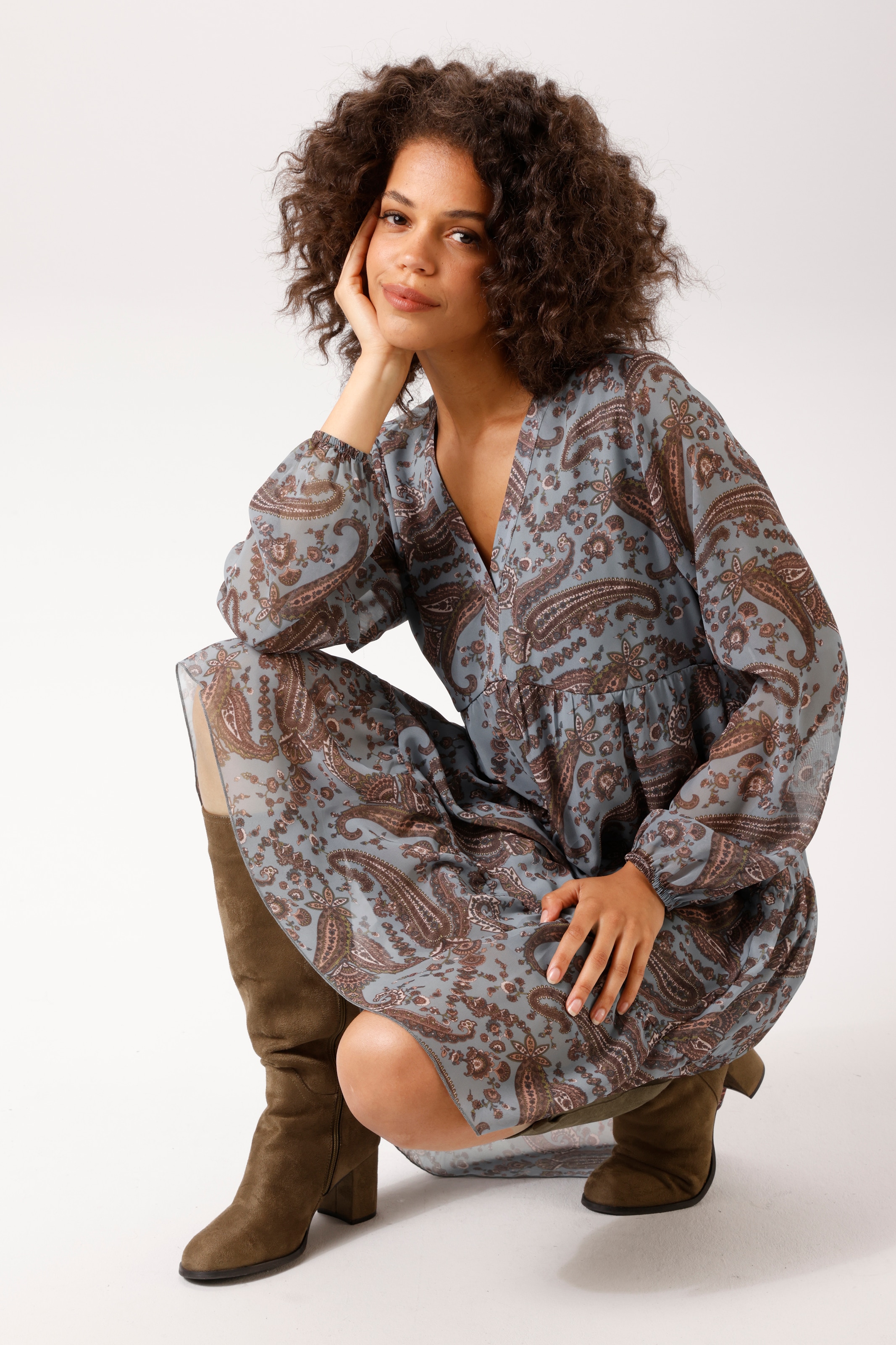Aniston CASUAL Tunikakleid mit fantasievollen grossflächigen Paisley-Druck - NEUE KOLLEKTION