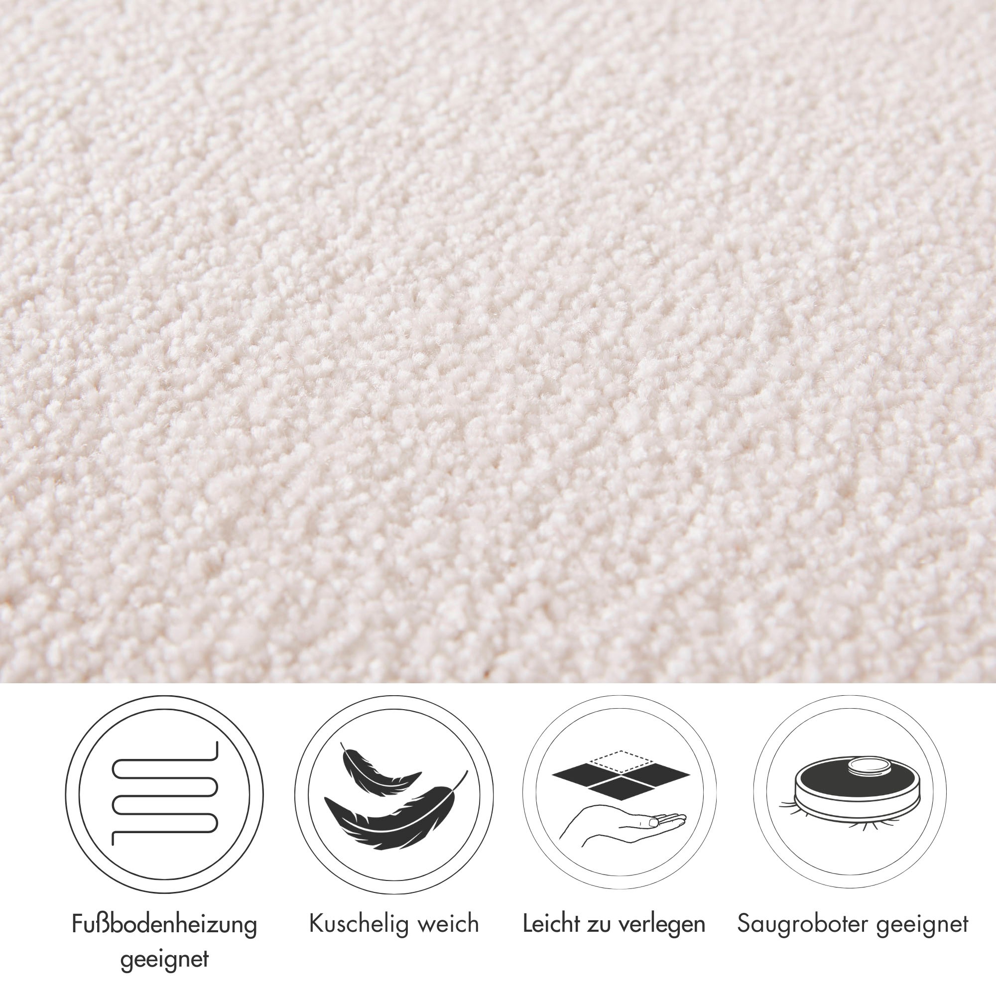 Andiamo Teppichboden »Sophie, Frisee-Velours, Made in Netherlands«, rechteckig, 4,5 mm Höhe, Uni Farben, Breite 400 cm oder 500 cm, strapazierfähig & pflegeleicht
