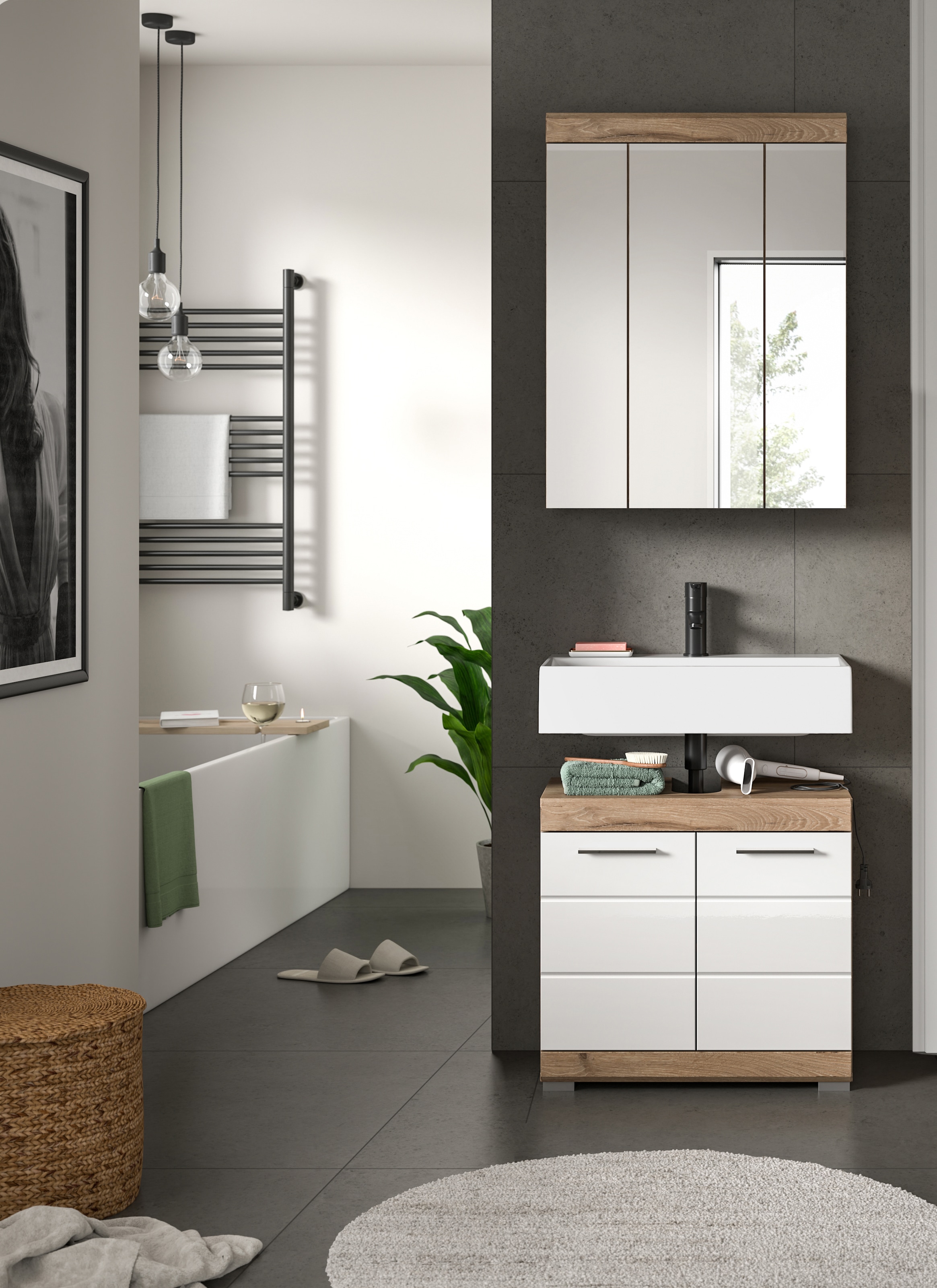 INOSIGN Badmöbel-Set »Siena, 2 tlg., bestehend aus: Waschbeckenunterschrank, Spiegelschrank« Set, TOPSELLER!, 2 Stk. tlg.