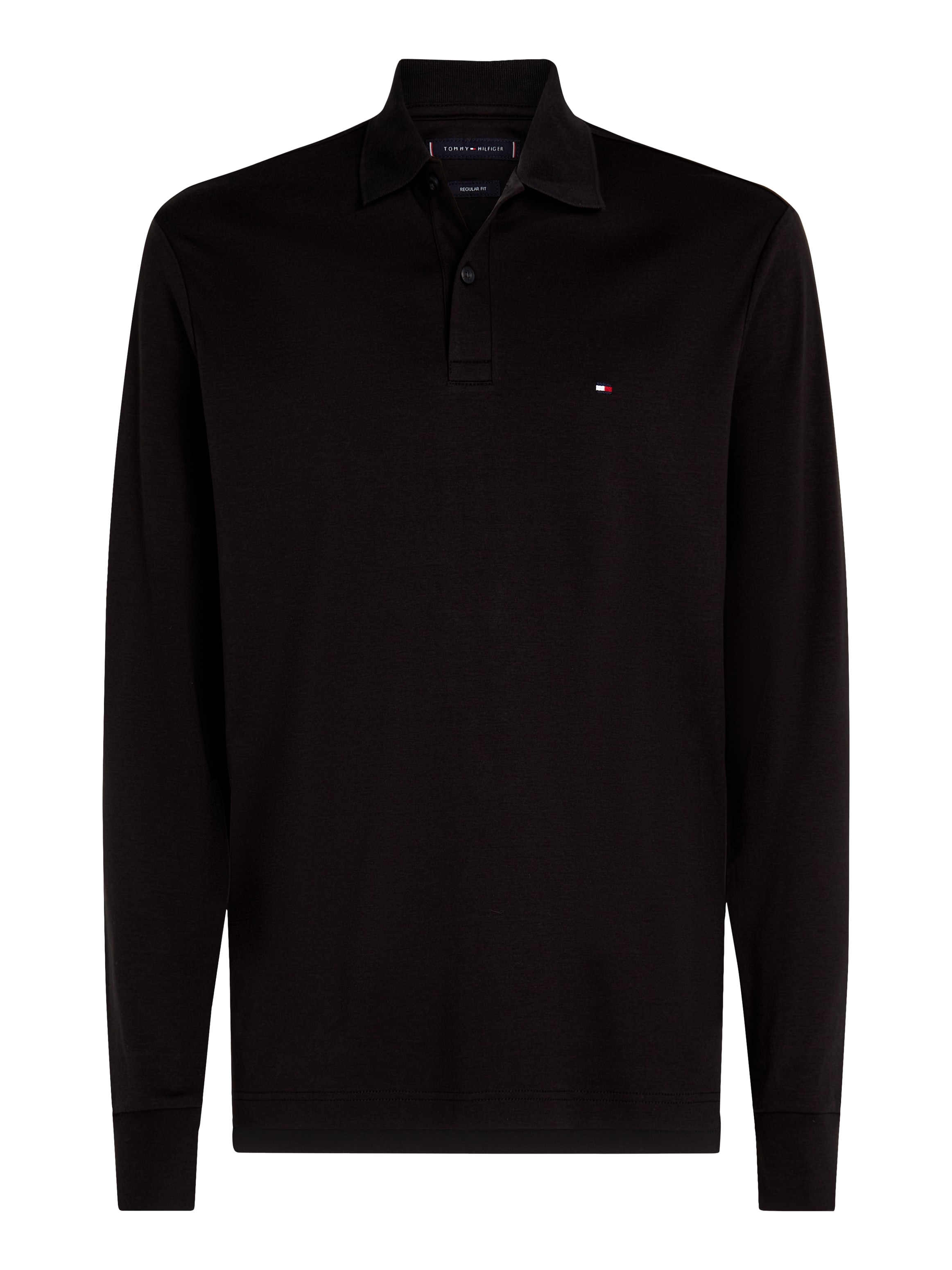 Tommy Hilfiger Polo à manches longues »L/S LIQUID COTTON REG POLO mit Jersey und Markenlabel« unifarben, casual, regular fit, Baumwolle, Polokragen