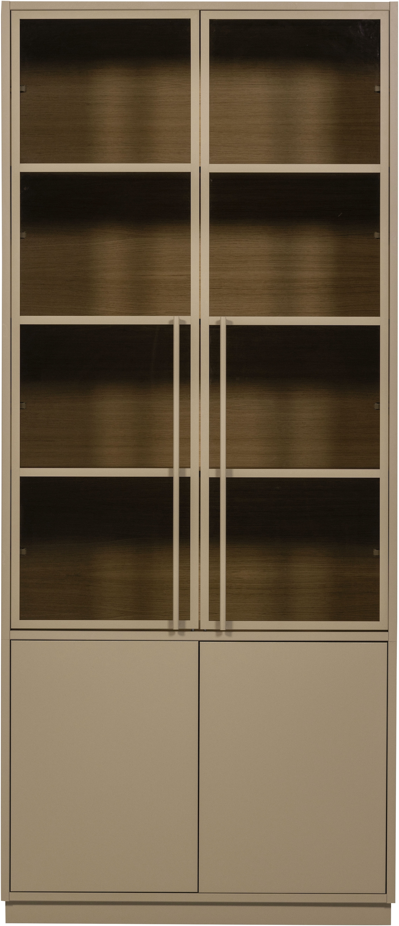 WOOOD Glasvitrine »Casa FSC® Mix Kiefernholz Glastüren mit Eichendekor 101x40x236 cm« Kratzfeste Melaminoberfläche, sichtbare Maserung, einfach zu montieren