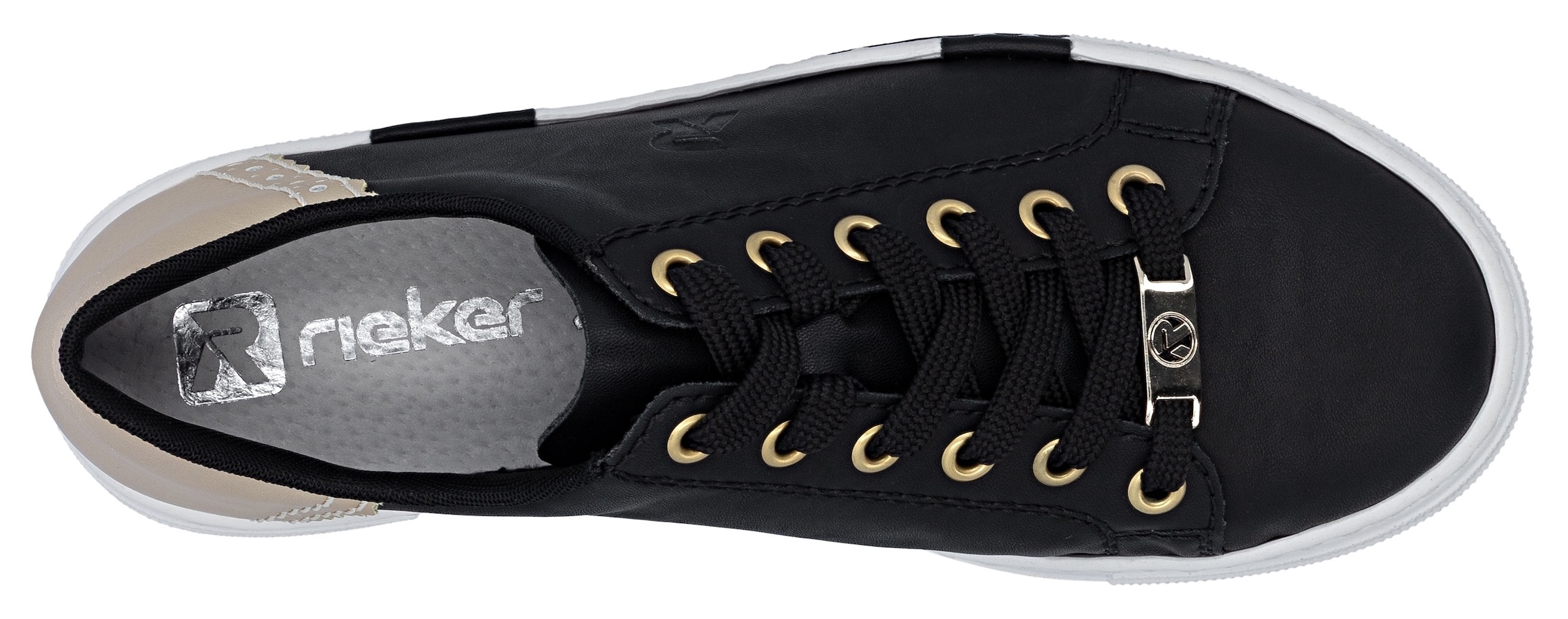 Rieker Baskets à plateforme  mit Metallic-Fersenkappe, Freizeitschuh, Halbschuh, Schnürschuh