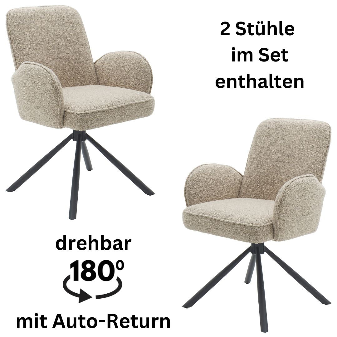 Stolkom Armlehnstuhl »Malia«, (Set), 2 St., Struktur (100% Polyester), 180 grad drehbar mit Auto-Return