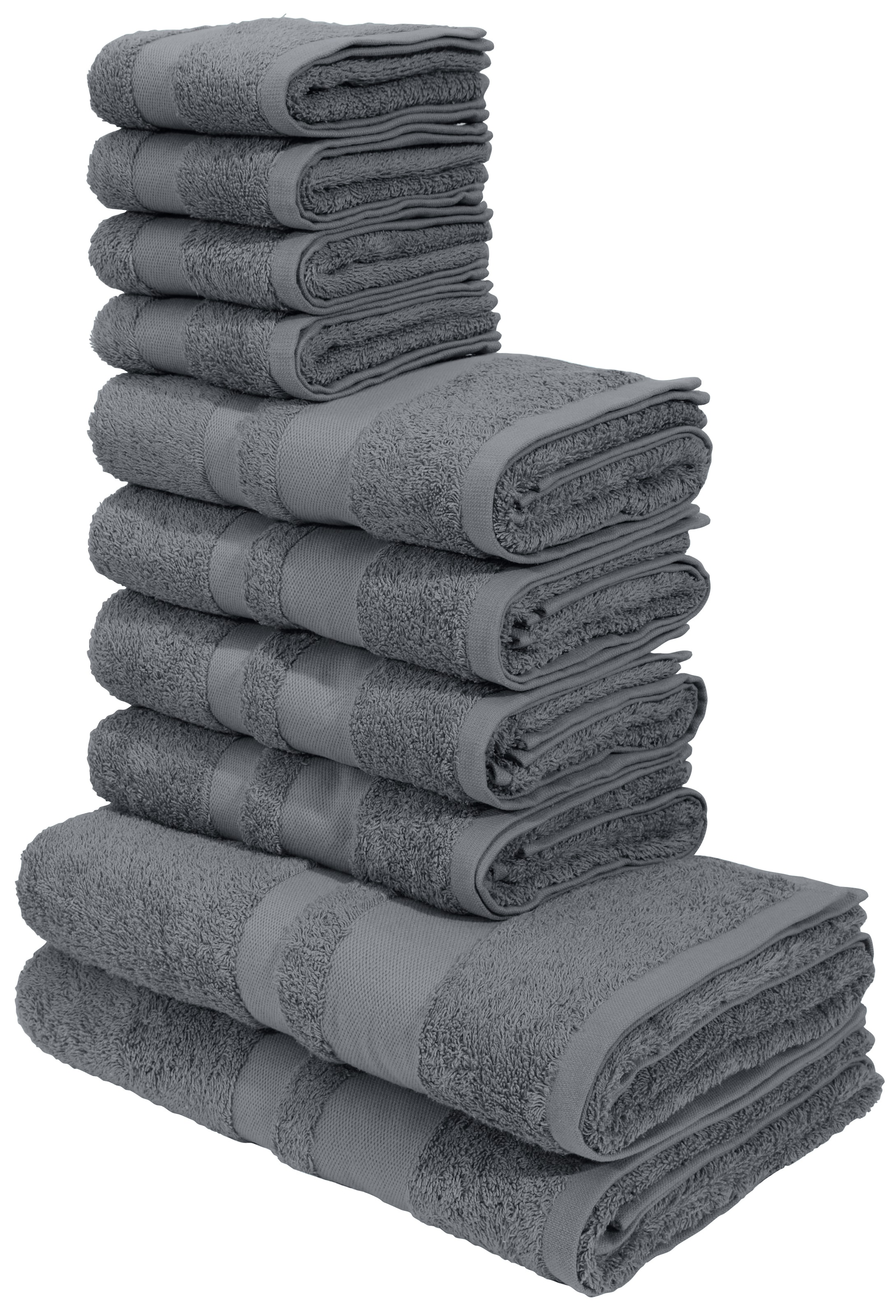 GOODproduct Handtuch Set »Vanessa, 10-tlg Handtuch-Set, weich, in Standard- und Premium-Qualität« Set 10 tlg. Walkfrottee 100% Baumwolle, Duschtücher, Handtücher, Gästetücher, mit Bordüre