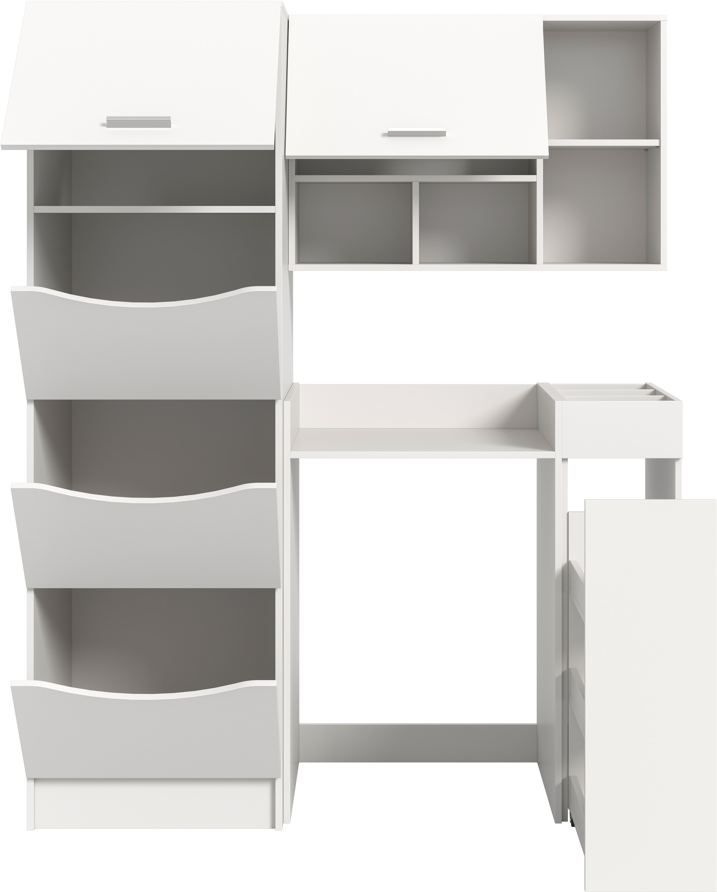 welltime Badmöbel-Set »FALAS, TOPSELLER!, 4-teilig, Hauswirtschaftsraum Set, Breite 126 cm« Set, Wäschschrank, Waschmaschinenumbauschrank, Standregal, Hängeschrank, 4 Stk. tlg.