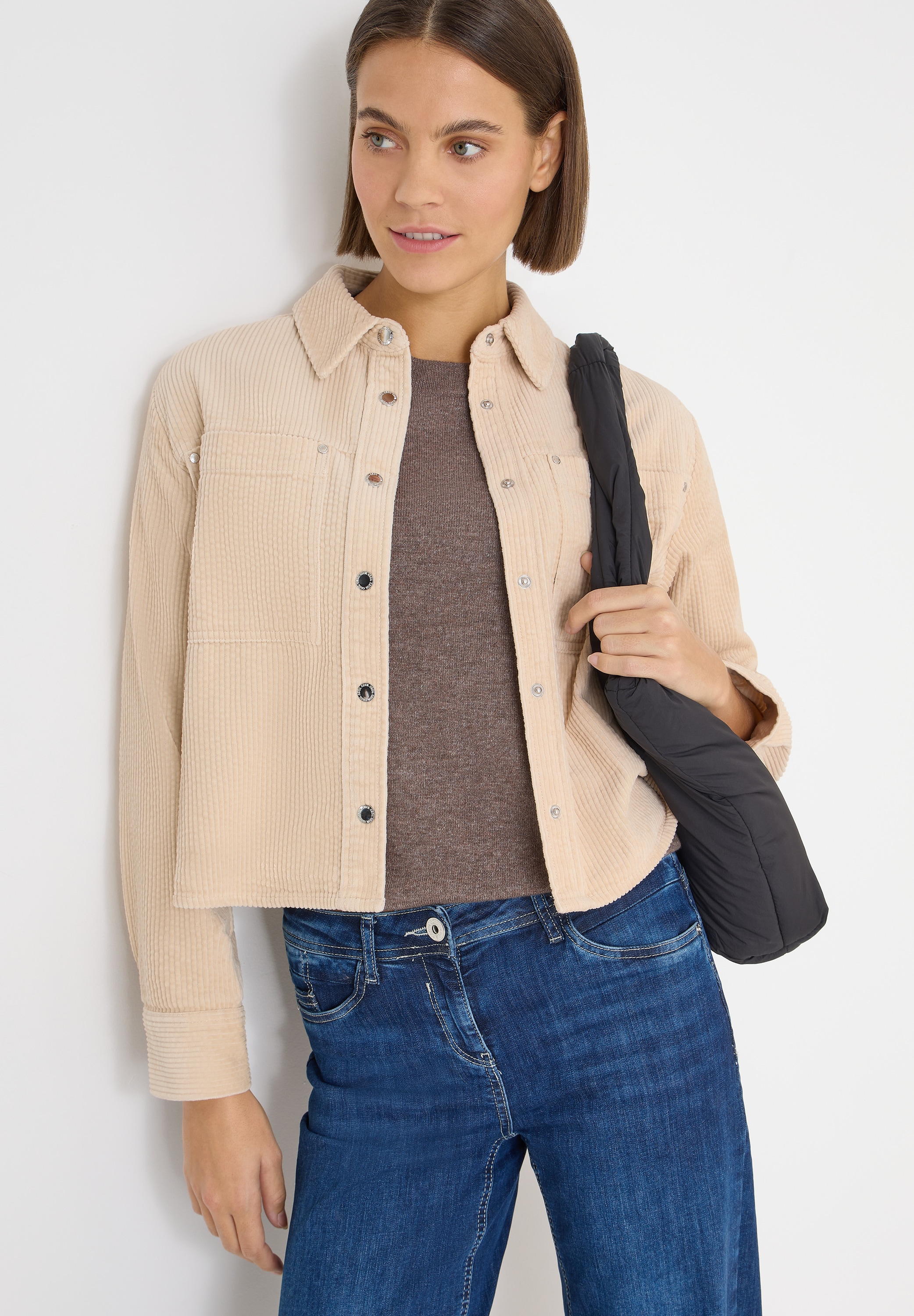 Image of Cecil Blusenjacke ohne Kapuze Overshirt mit Knopfleiste, Cord