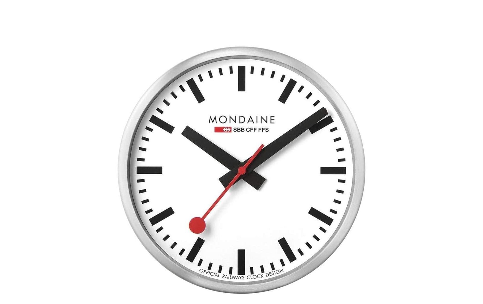 Image of MONDAINE Wanduhr "WIFI stop2go Ø 25 cm, Silber/Weiss"