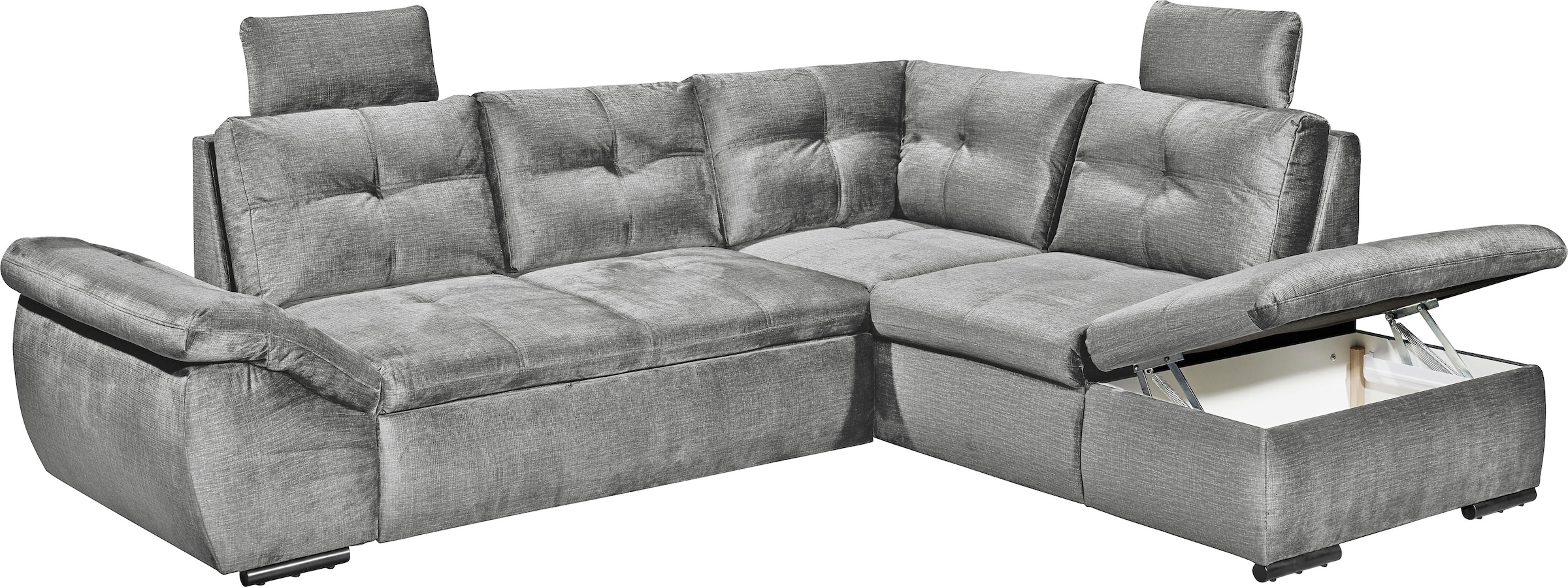 ED EXCITING DESIGN Ecksofa »Alija L-Form«, mit Bettfunktion, Bettkasten, Armteilverstellung & Kopfstützen