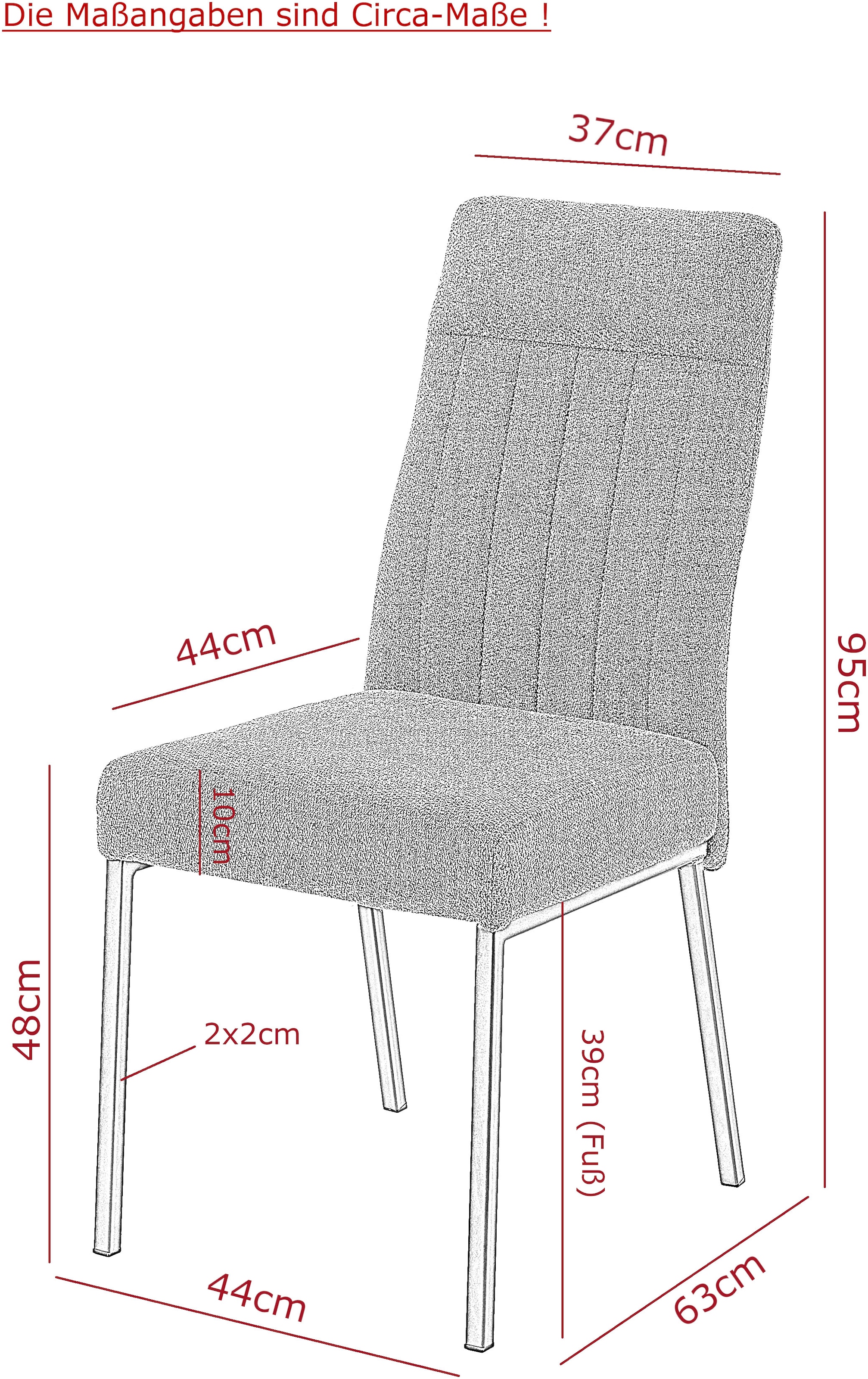 HELA Chaise à 4 pieds »CATANIA« (Ensemble) 1 cuis4-Fuss, Federkorb, Vierkantrohrgestell, 140kg belastbar, Vintage Optik