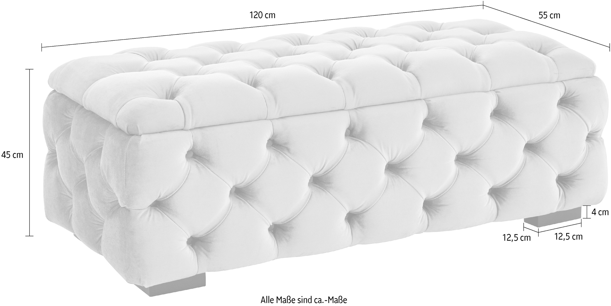 Home affaire Tabouret rembourré »KALINA, hochwertige Knopfheftung, B/T/H: 120/55/45 cm« mit Staufach und innenliegenden Laschen zur besseren Aufbewahrung