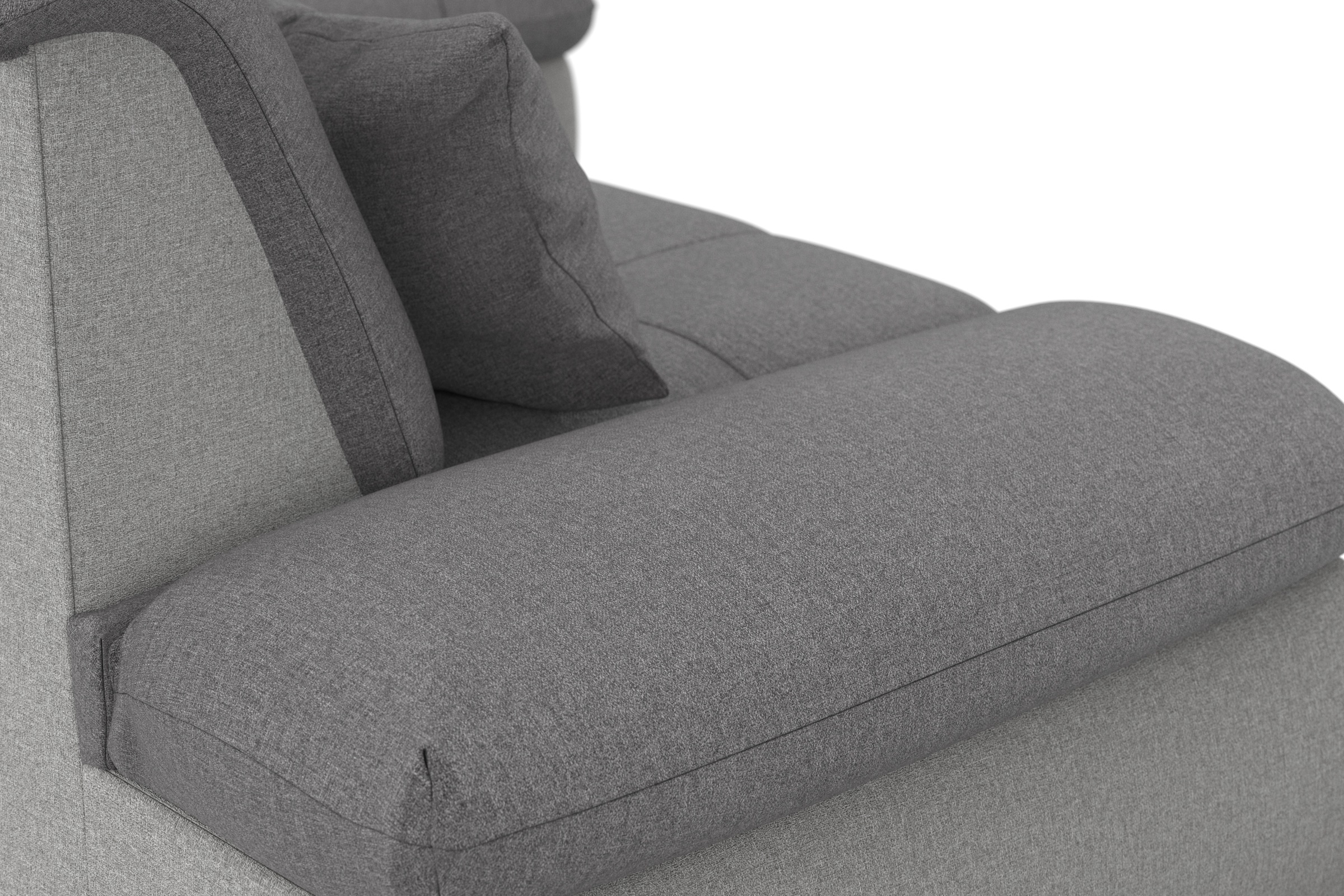 DOMO collection Ecksofa »Moric, L-Form, XXL-Sofa - Breite 300cm«, wahlweise mit Bettfunktion und Armteilverstellung, silberfarben-grau