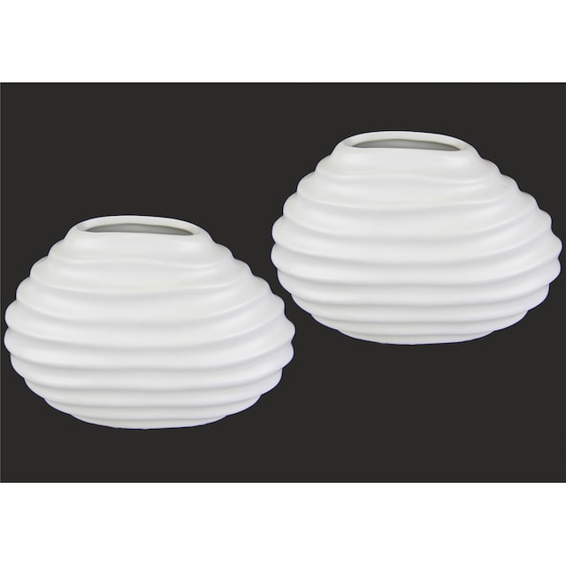 I.GE.A. Dekovase »Keramik-Vase«, 2er Set Kleine Vase Weiss Modern Keramik  Tisch Küche Büro Pampasgras jetzt kaufen
