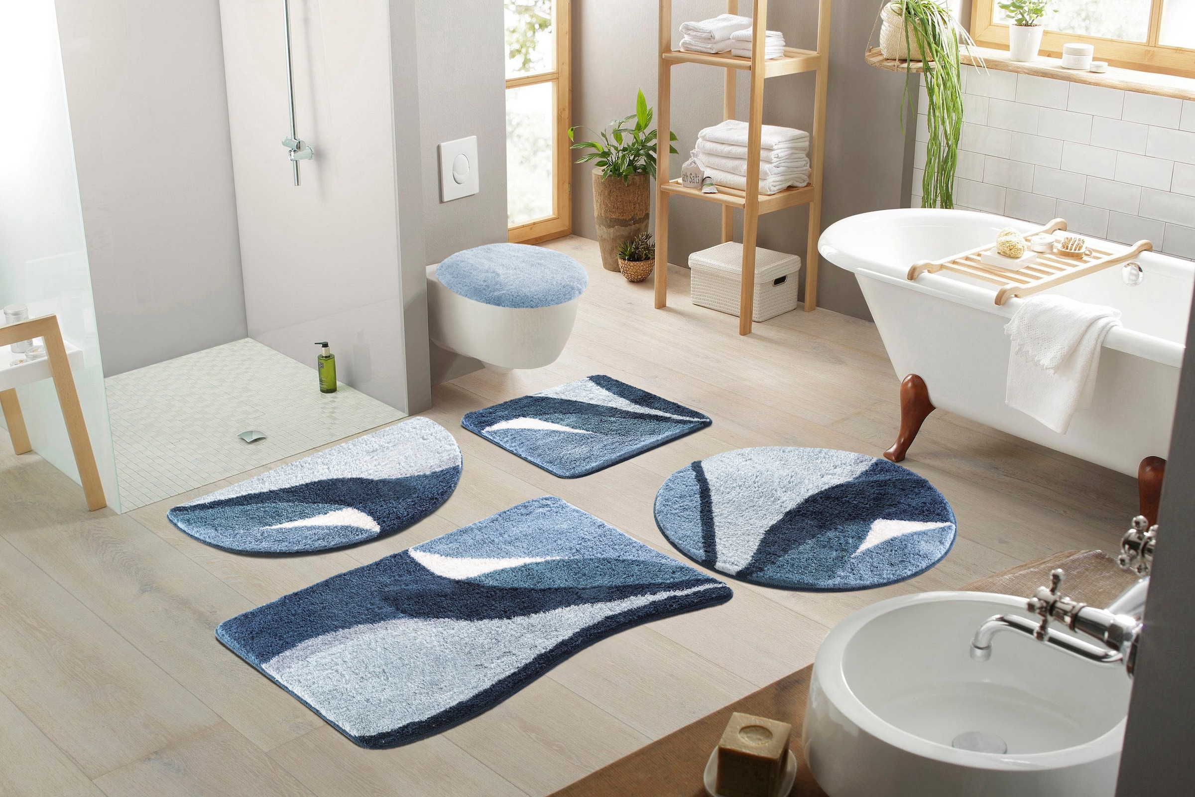 my home Badematte »Magnus, Badvorleger, Badezimmer Teppich« mehrfarbig, Badteppich, Badematten auch als 2 teiliges Set & rund