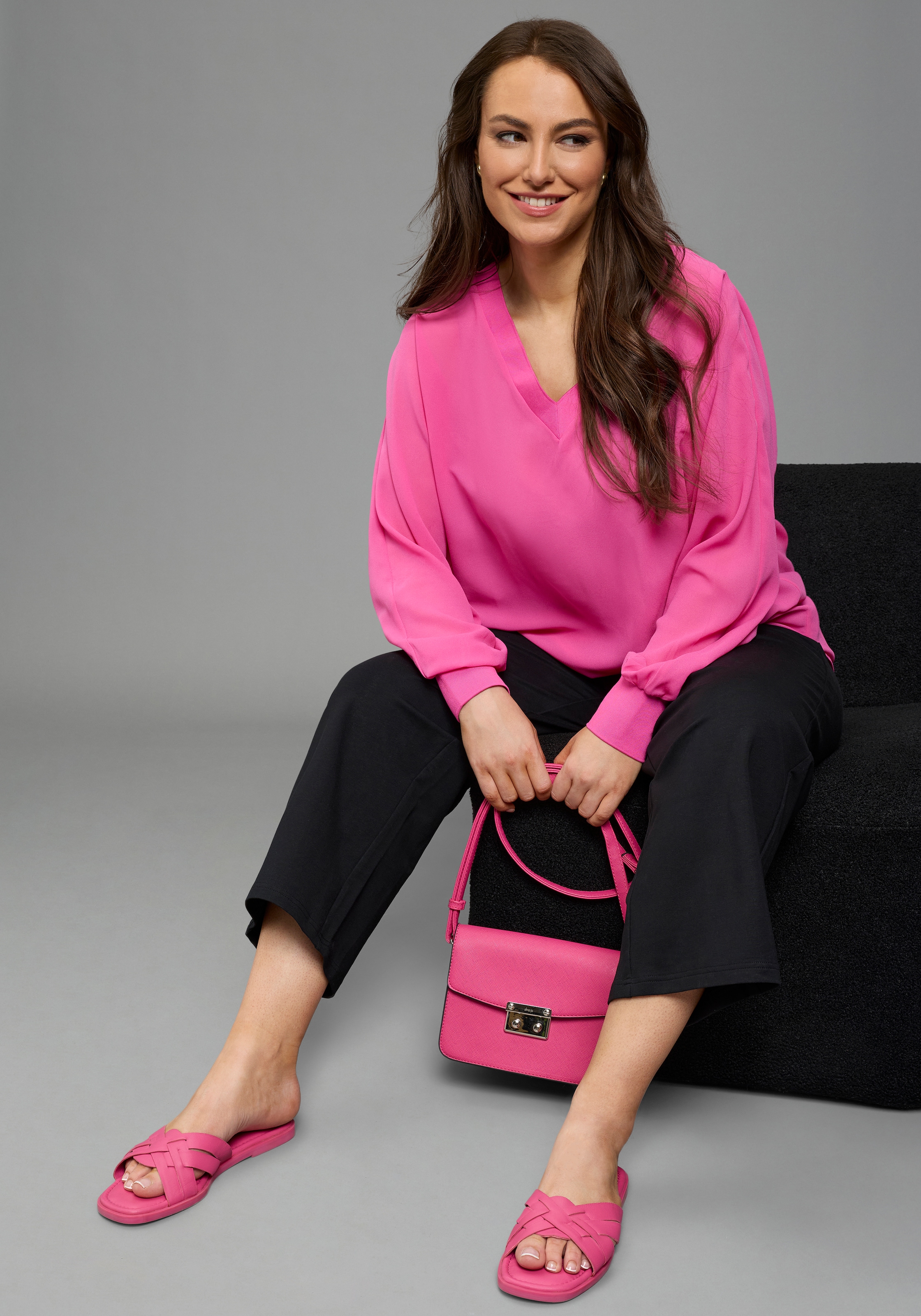 Laura Scott CURVE Chemisier à chemise mit sportivem Rippenbündchen