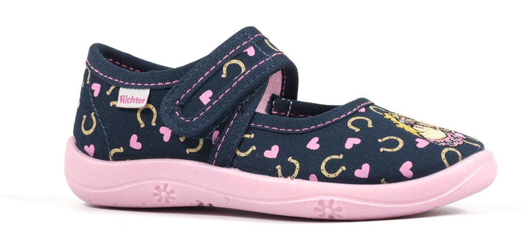 Image of Richter Hausschuh "WMS: mittel" Klettschuh, Kindergarten Schuh mit Print, Grössenschablone zum Download