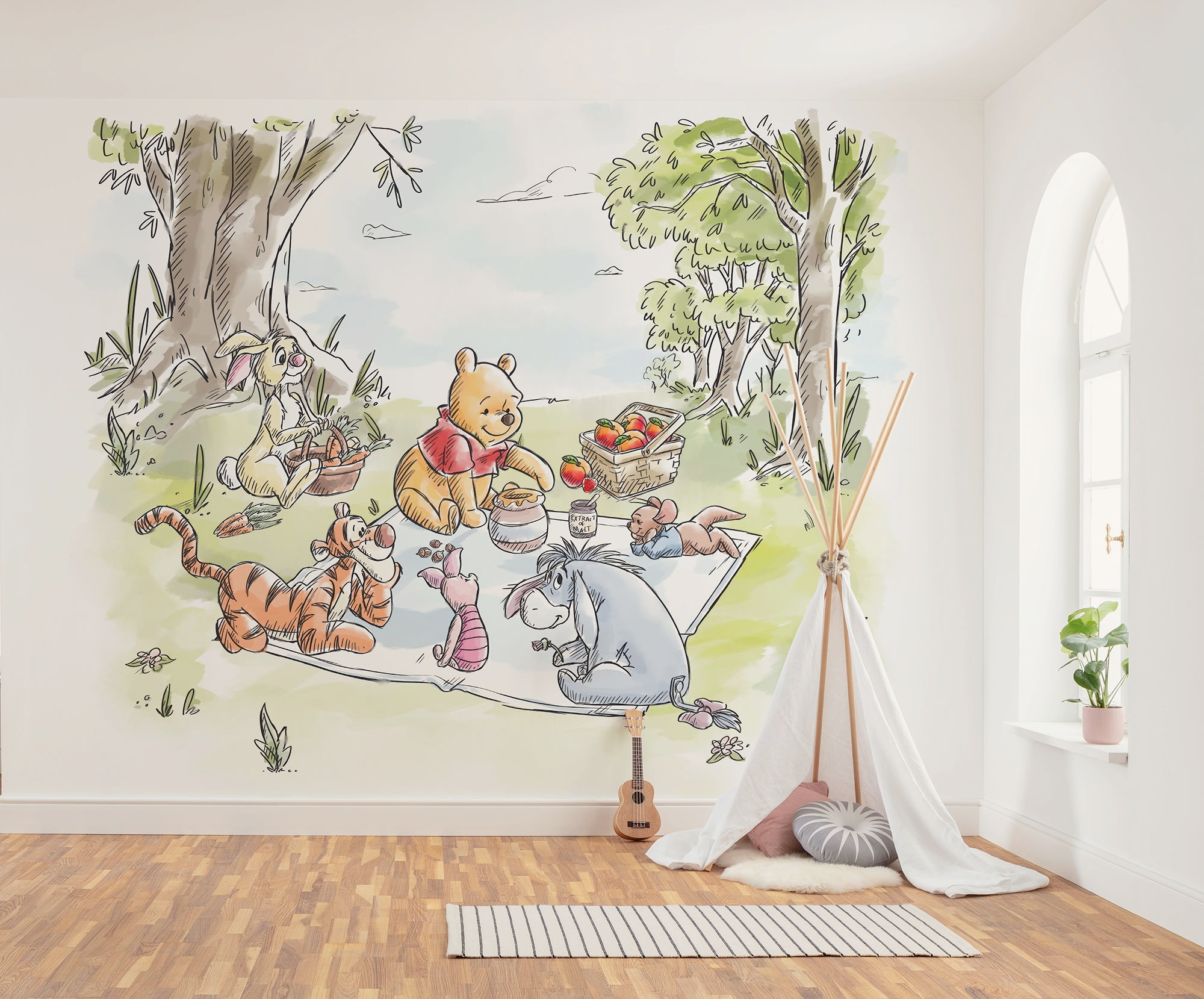 Image of Komar Kindertapete "Disney Winnie the Pooh Nice for Picnics" bedruckt glatt