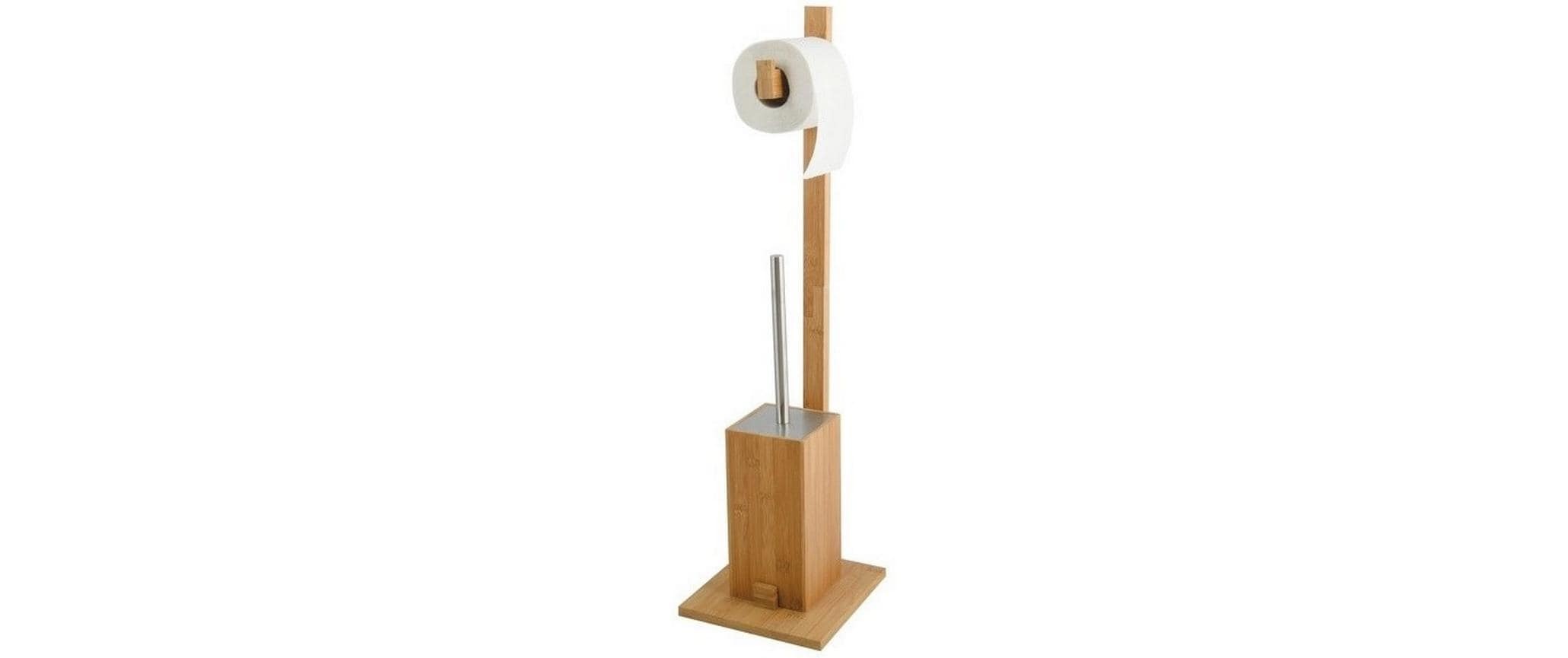 Image of MSV WC-Garnitur "MSV Toilettengarnitur Braun" aus Bambus Edelstahl