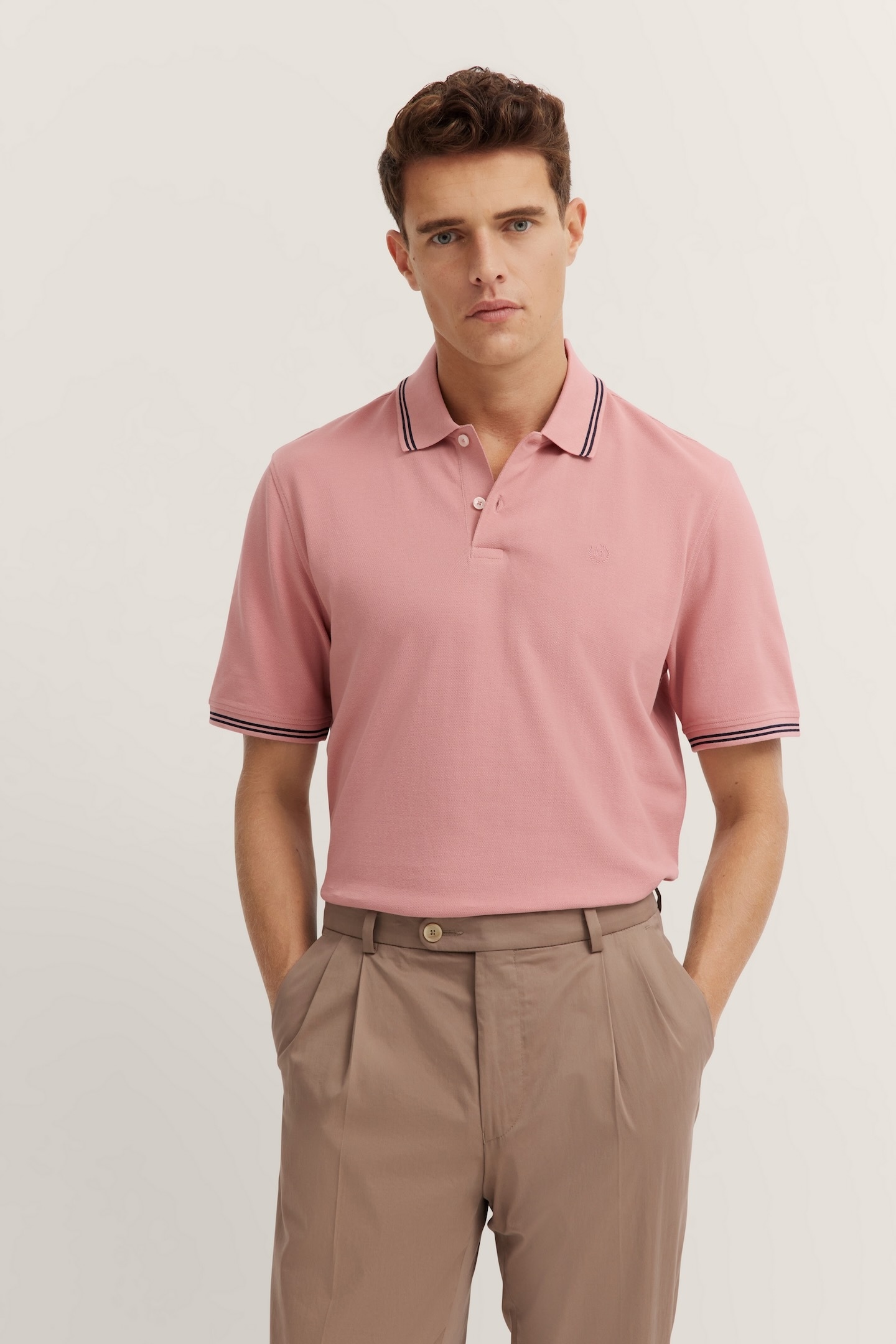 bugatti Poloshirt mit Kontraststreifen und Bruststickerei