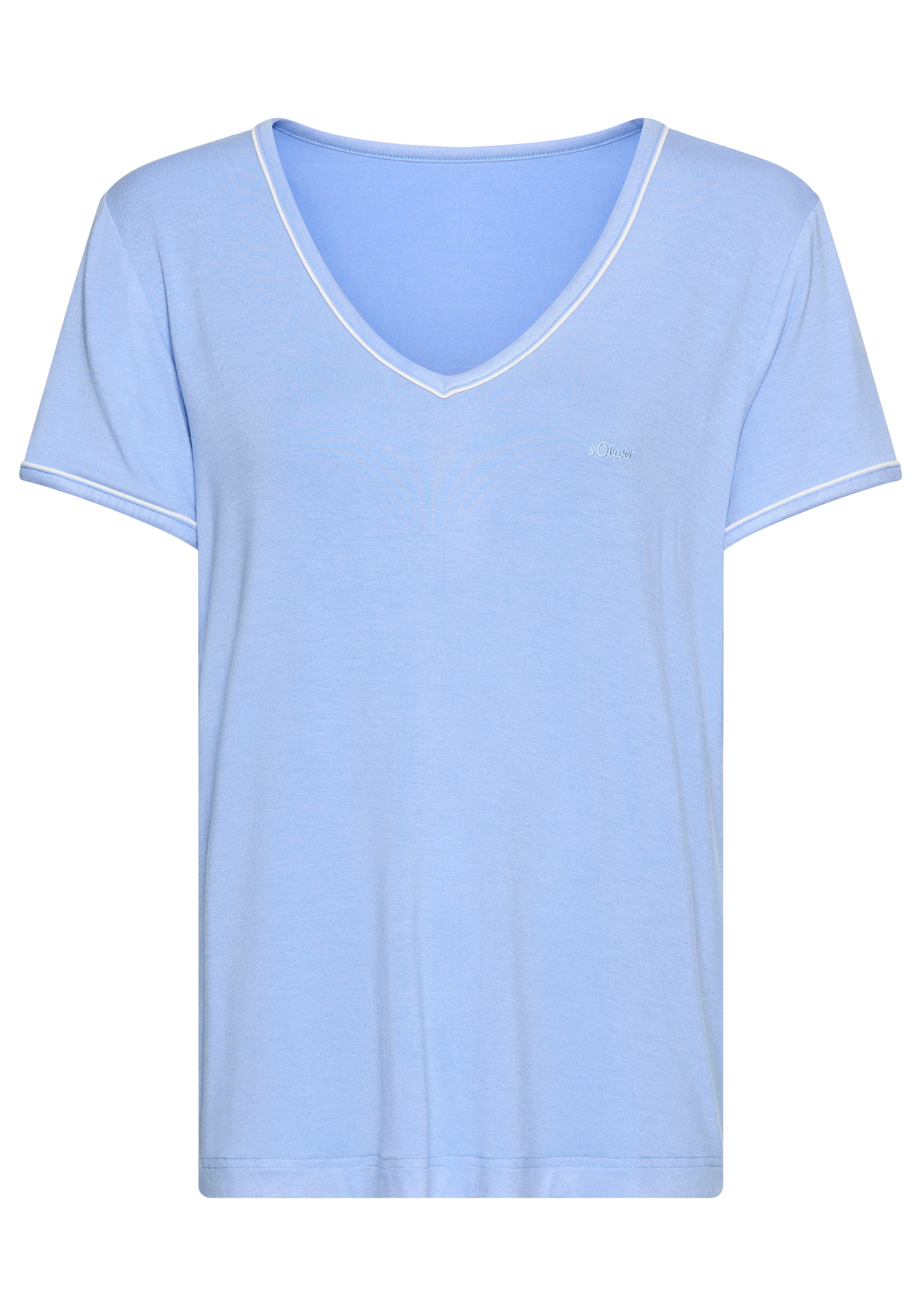 s.Oliver Pyjamaoberteil mit kleiner Kontrast-Paspel